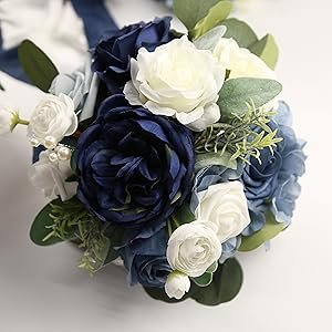 Wholesale 7 Inch Navy Blue Artificial Bridesmaid Bouquets Set of 4 for Weddings Proposals Parties Vintage Ceremonies Anniversaries Supplier