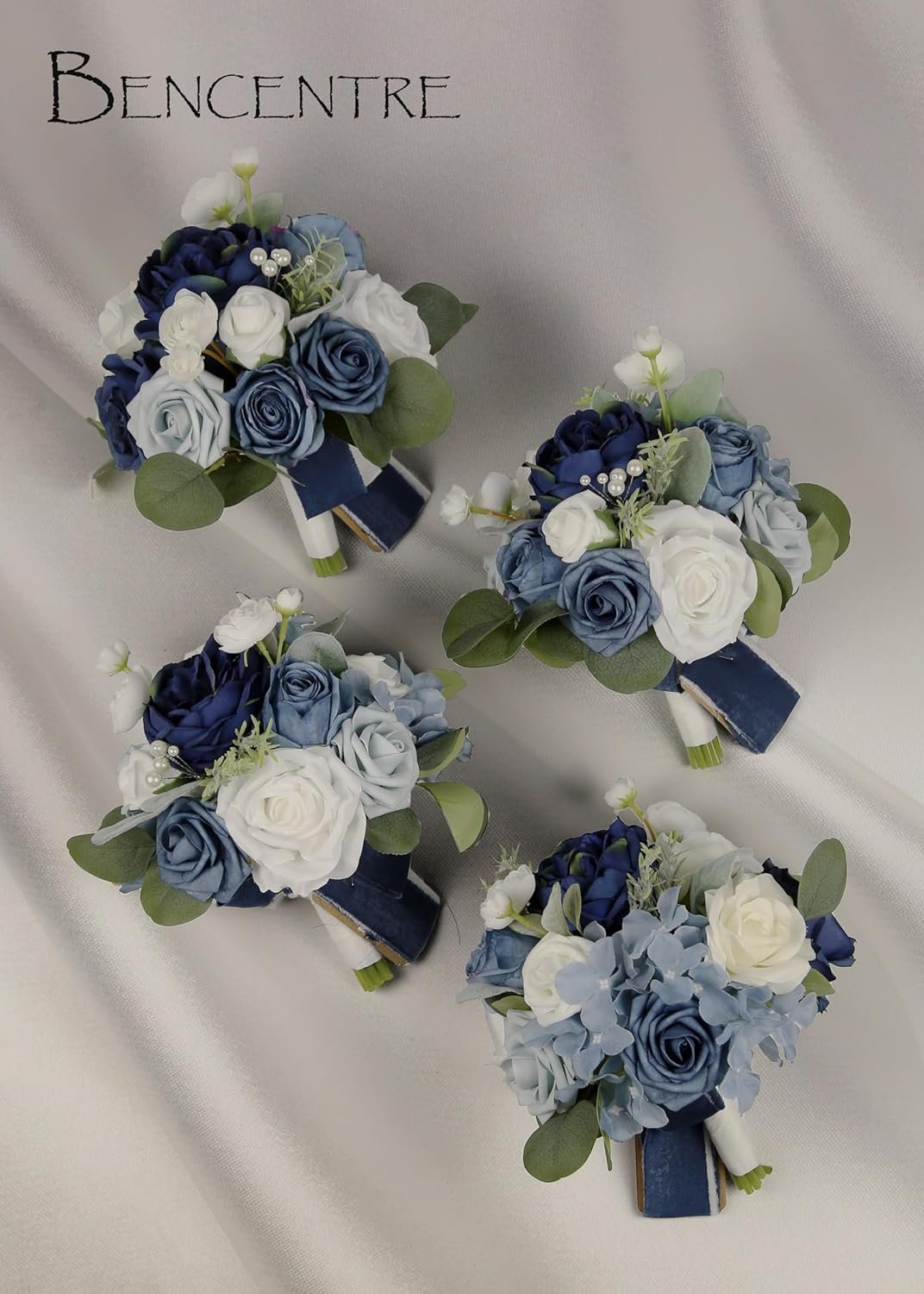 Wholesale 7 Inch Navy Blue Artificial Bridesmaid Bouquets Set of 4 for Weddings Proposals Parties Vintage Ceremonies Anniversaries Supplier