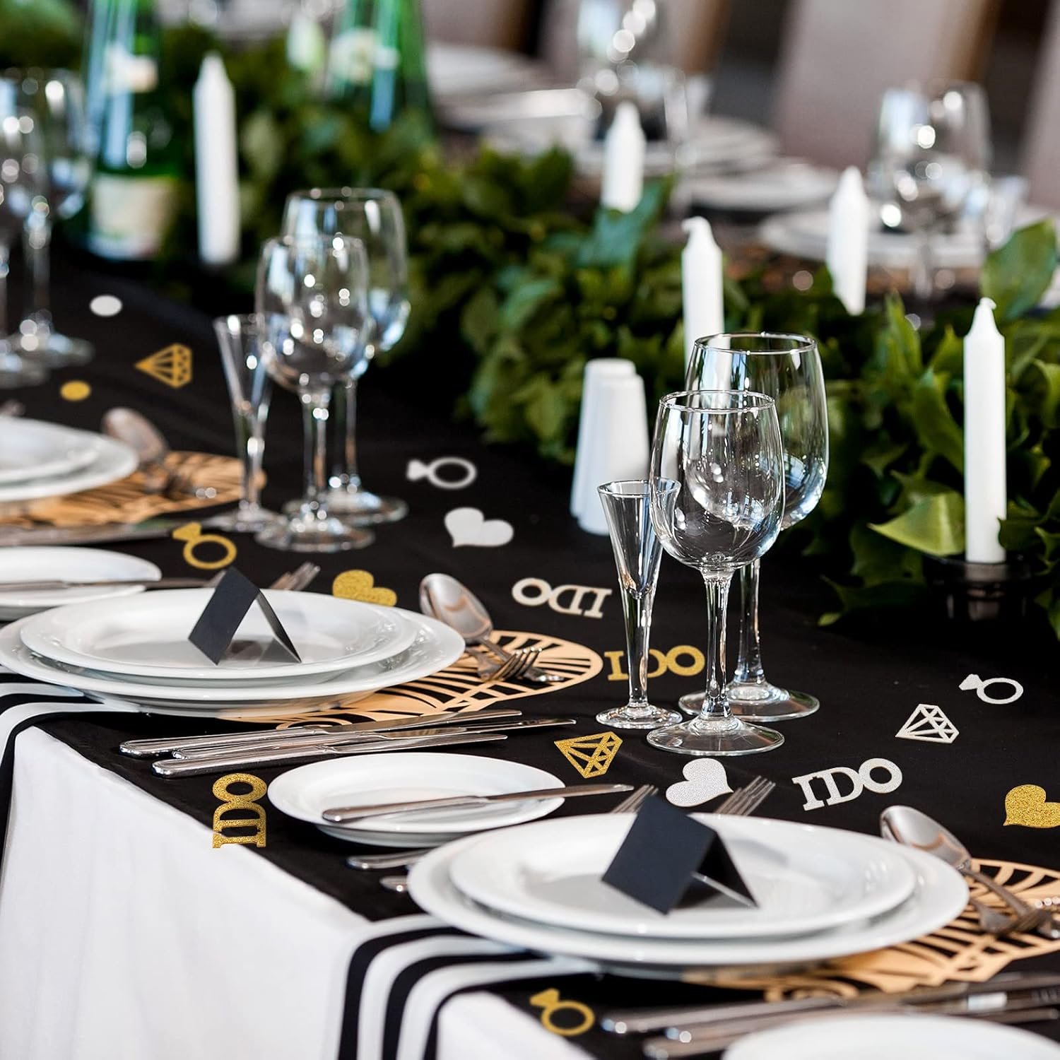 Wholesale 300 Pieces Gold Silver Diamond Ring Paper Confetti Glitter Wedding Table Scatter I Do Circle Dots Heart for Bridal Shower Baby Shower Engagement Hen Party Decor Supplier