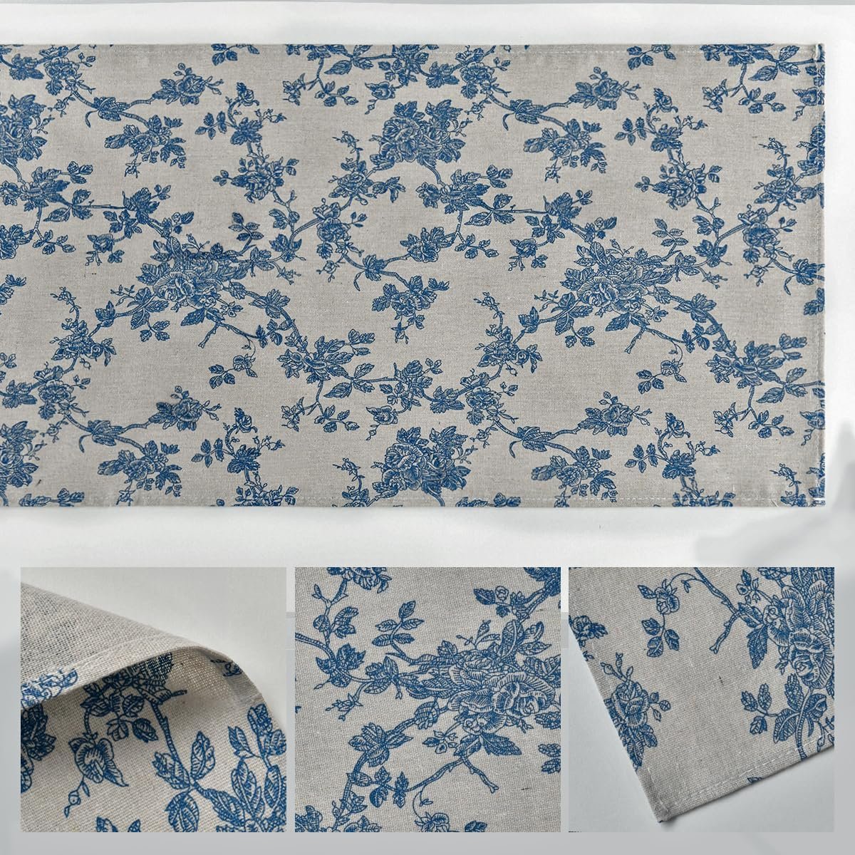 Wholesale Monochrome Sketch Branch Toile Textures Chinoiserie Cotton Dark Grey Table Runner Seasonal Retro Vintage Kitchen Dining Decoration for Home Party 13x72 Inch Supplier