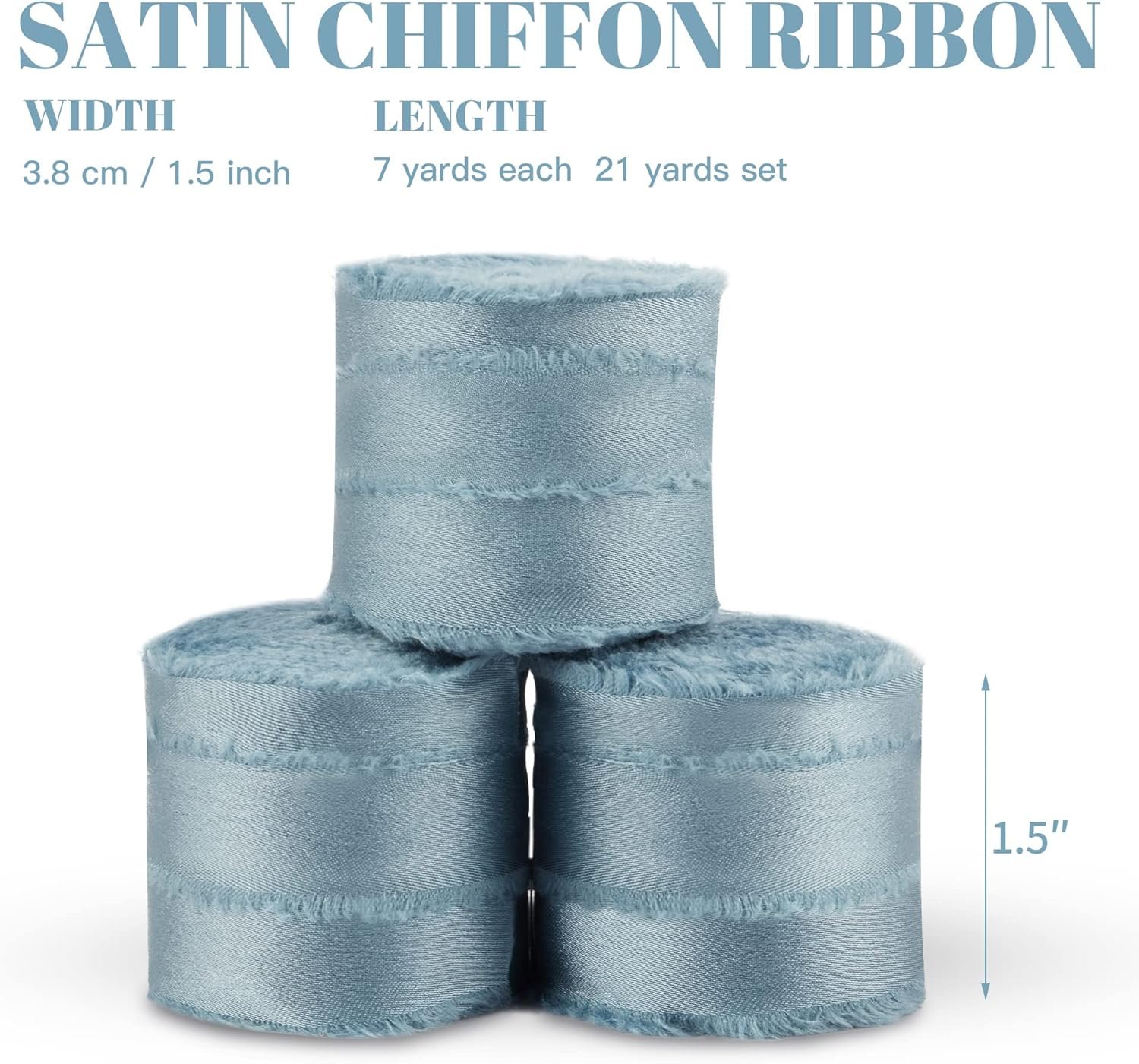Wholesale Dusty Blue Silk Satin Chiffon Frayed Fabric Ribbons for Gift Wrapping Crafts Flower Bouquets Wedding Invitation Decor Baby Shower 1-1/2 Inch x 21 Yd Supplier Wholesale Dusty Blue Silk Satin Chiffon Frayed Fabric Ribbons for Gift Wrapping Crafts Flower Bouquets Wedding Invitation Decor Baby Shower 1-1/2 Inch x 21 Yd Supplier