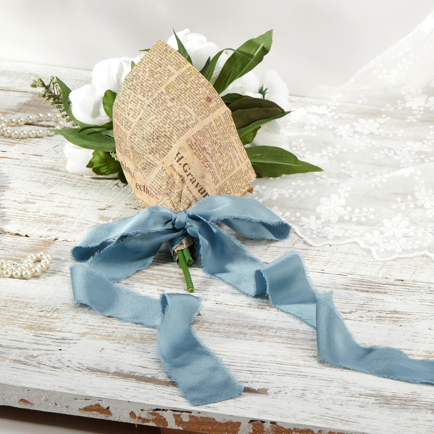 Wholesale Dusty Blue Silk Satin Chiffon Frayed Fabric Ribbons for Gift Wrapping Crafts Flower Bouquets Wedding Invitation Decor Baby Shower 1-1/2 Inch x 21 Yd Supplier Wholesale Dusty Blue Silk Satin Chiffon Frayed Fabric Ribbons for Gift Wrapping Crafts Flower Bouquets Wedding Invitation Decor Baby Shower 1-1/2 Inch x 21 Yd Supplier