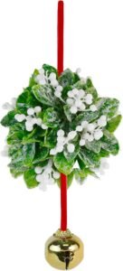 Ornativity Mistletoe Ball Christmas Ornament - Holiday Kissing Mistletoe Bell Hanging Kiss Decoration for Doorway Arch Ceiling Xmas Decor 10"