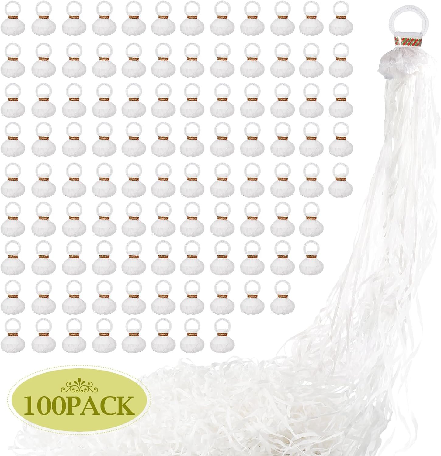 Wholesale 100 Pack No Mess White Confetti Streamers Romantic Poppers for Wedding Toss Engagement Birthday Graduation Christmas New Year - Supplier