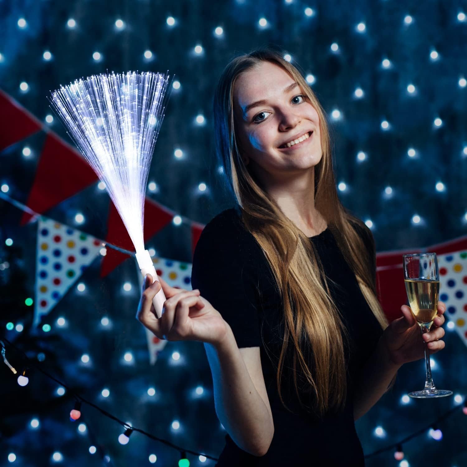 Wholesale 48 PCS White Glow Fiber Optic LED Light Wands 3 Modes Flashing Sticks Bulk for Wedding July 4th Halloween Christmas Supplier