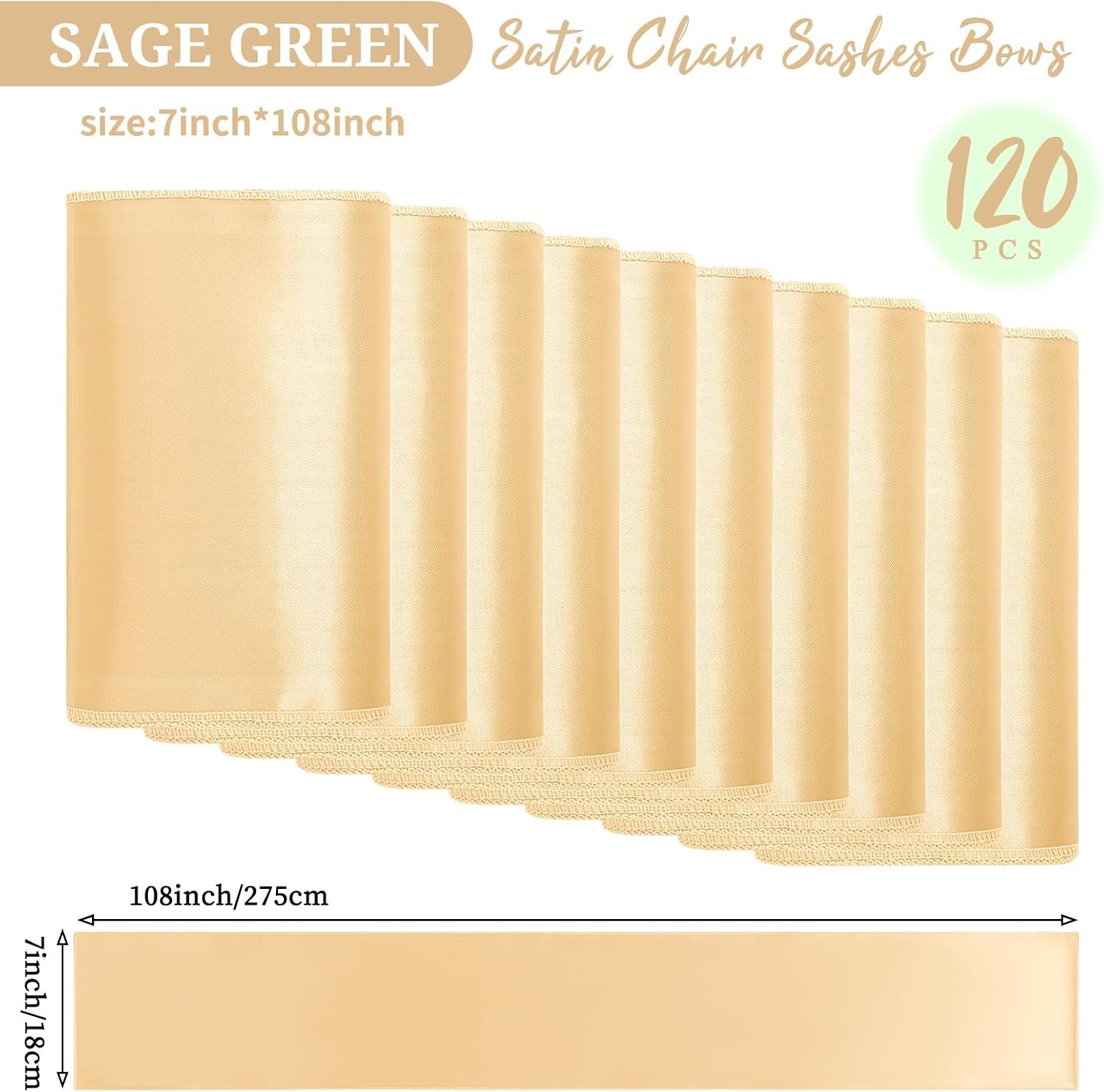 Wholesale 120 PCS Champagne Satin Chair Sashes Bows Universal Chair Covers for Wedding Reception Restaurant Banquet Party Hotel Event Decorations (7 x 108 inch) Supplier