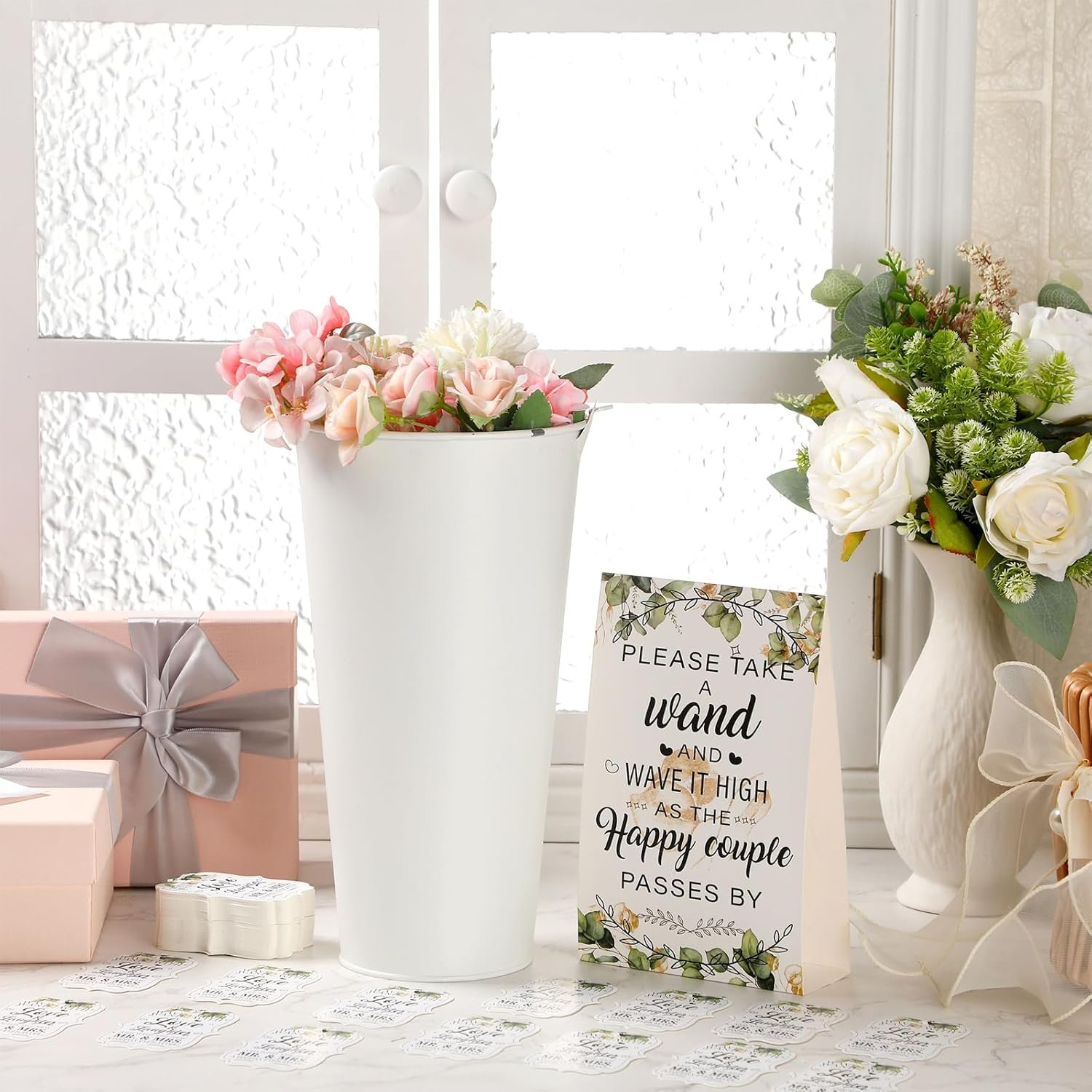 Wholesale 102 Pieces Wedding Tag and Holder Set Includes 100 Tags 1 Galvanized Metal Bucket with Handle 1 Wedding Card Table Decor for Anniversary Bridal Shower White Supplier Wholesale 102 Pieces Wedding Tag and Holder Set Includes 100 Tags 1 Galvanized Metal Bucket with Handle 1 Wedding Card Table Decor for Anniversary Bridal Shower White Supplier