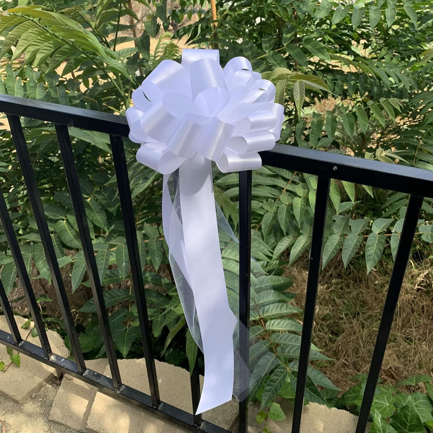 Wholesale Large White Wedding Pull Bows with Long Tulle Tails 9