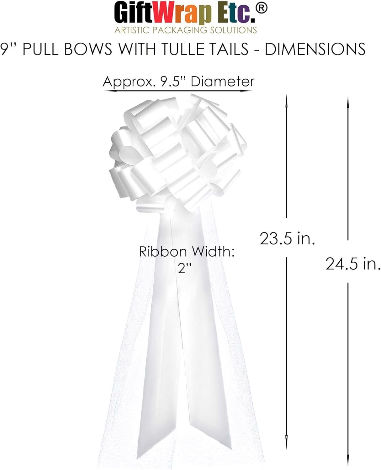 Wholesale Large White Wedding Pull Bows with Long Tulle Tails 9