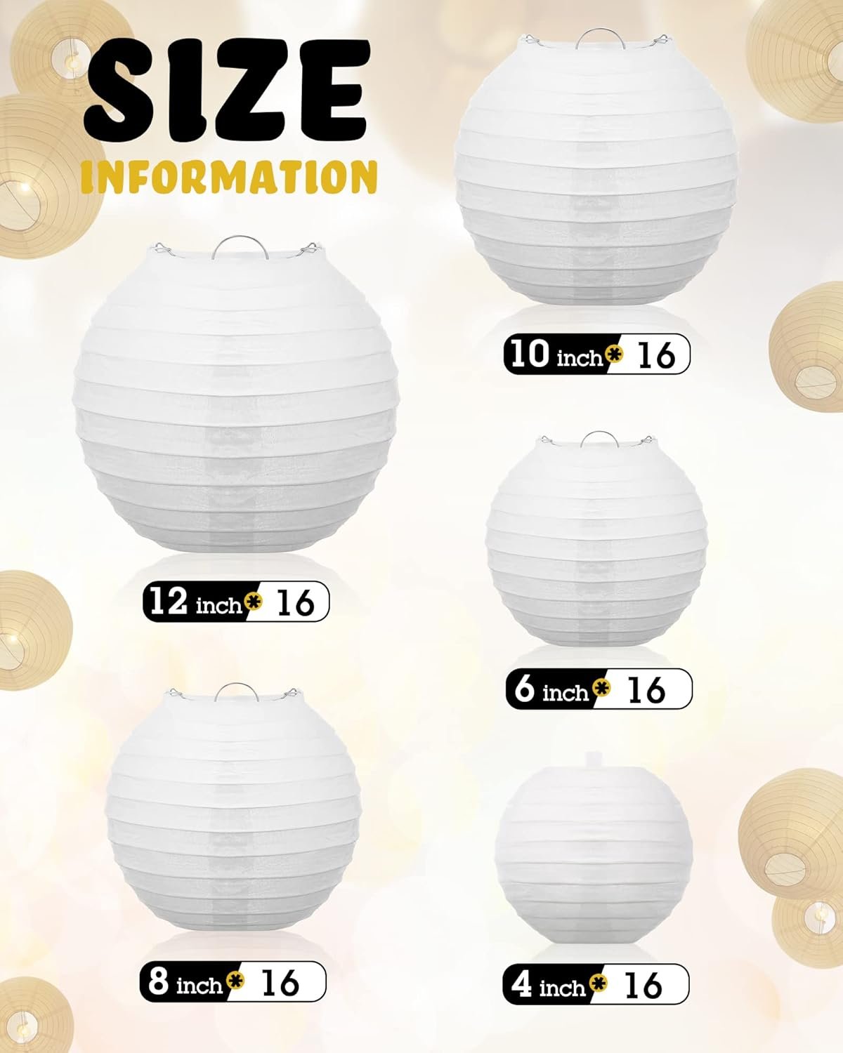 Wholesale 80 Pcs Paper Lanterns Chinese Japanese Style 4'' 6'' 8'' 10'' 12'' for Wedding Ceiling Hanging Bridal Baby Shower Birthday Party Christmas Easter Decorations White Supplier