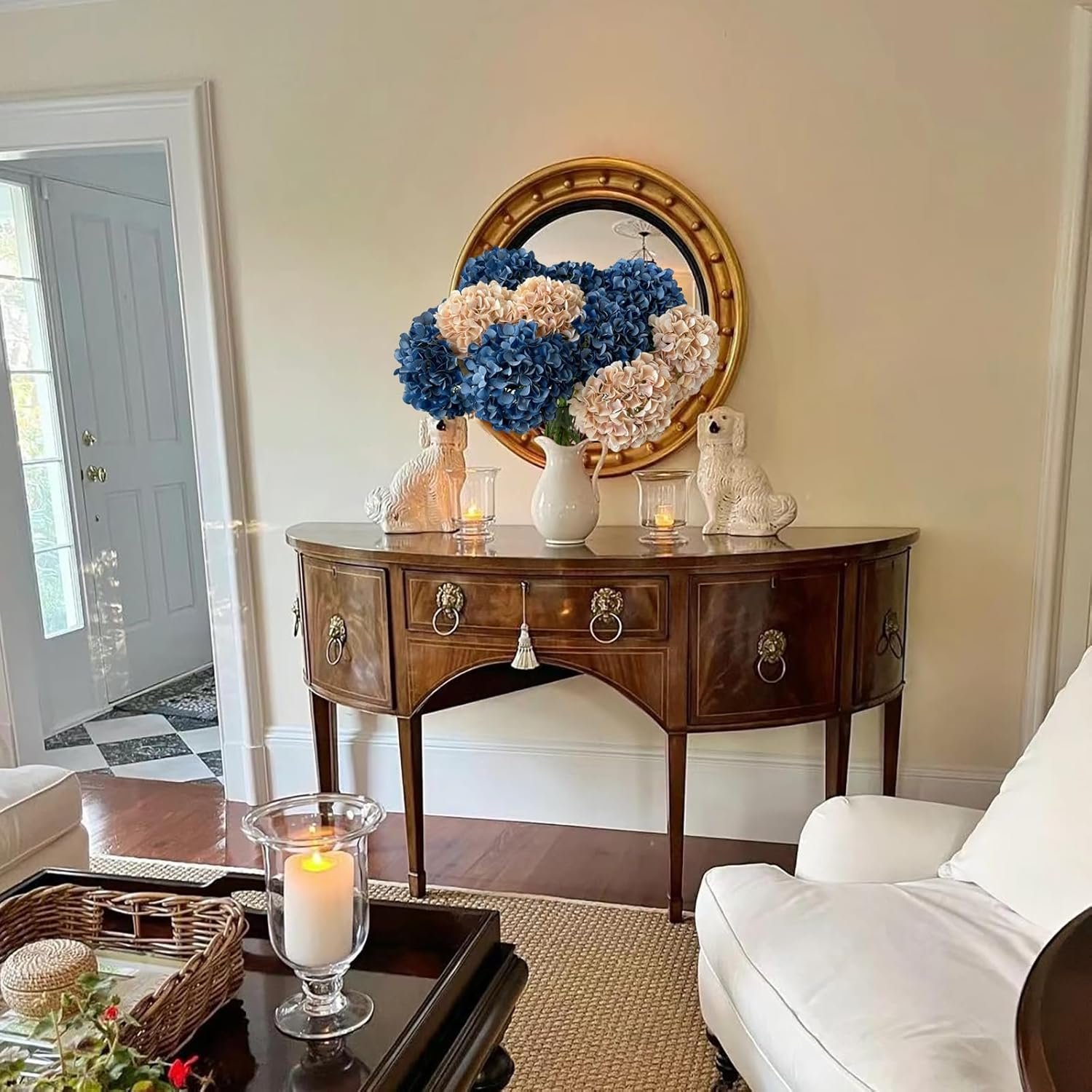 Wholesale 5 Pcs Dark Blue Silk Artificial Hydrangeas Boho Dried Touch 20'' Faux Flowers for Fall Indoor Home Decor Wedding Arrangements Supplier Wholesale 5 Pcs Dark Blue Silk Artificial Hydrangeas Boho Dried Touch 20'' Faux Flowers for Fall Indoor Home Decor Wedding Arrangements Supplier