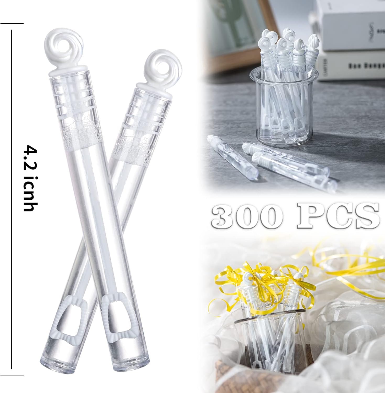 Wholesale 300 Pack Mini White Bubble Wands Party Favors Bulk Bubble Sticks for Weddings Receptions Anniversary Celebrations Valentine's Day Engagements Parties Couples Gifts Supplier