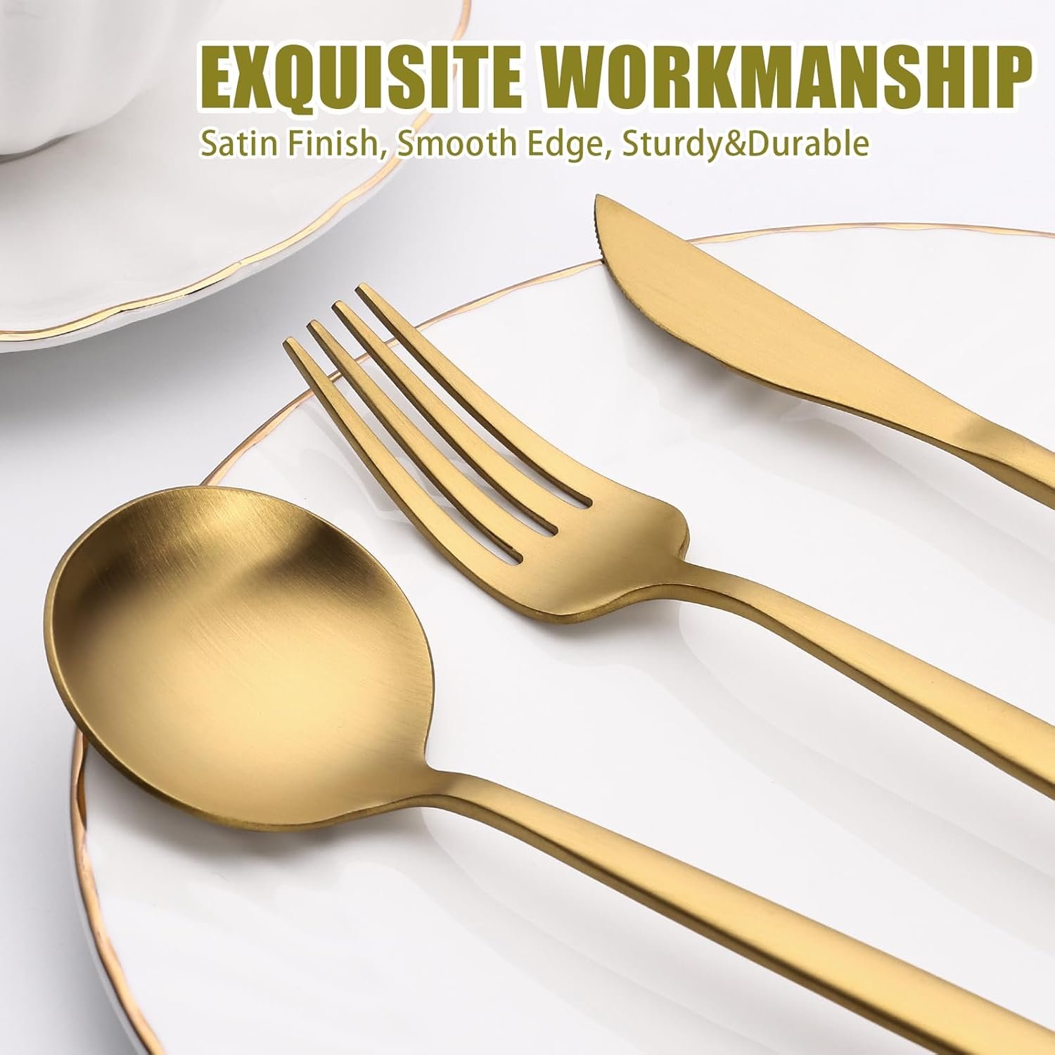 Wholesale 40-Piece Gold Stainless Steel Flatware Set for 8 Includes Forks Knives Spoons for Home Kitchen Restaurant Wedding Satin Finish Supplier Wholesale 40-Piece Gold Stainless Steel Flatware Set for 8 Includes Forks Knives Spoons for Home Kitchen Restaurant Wedding Satin Finish Supplier