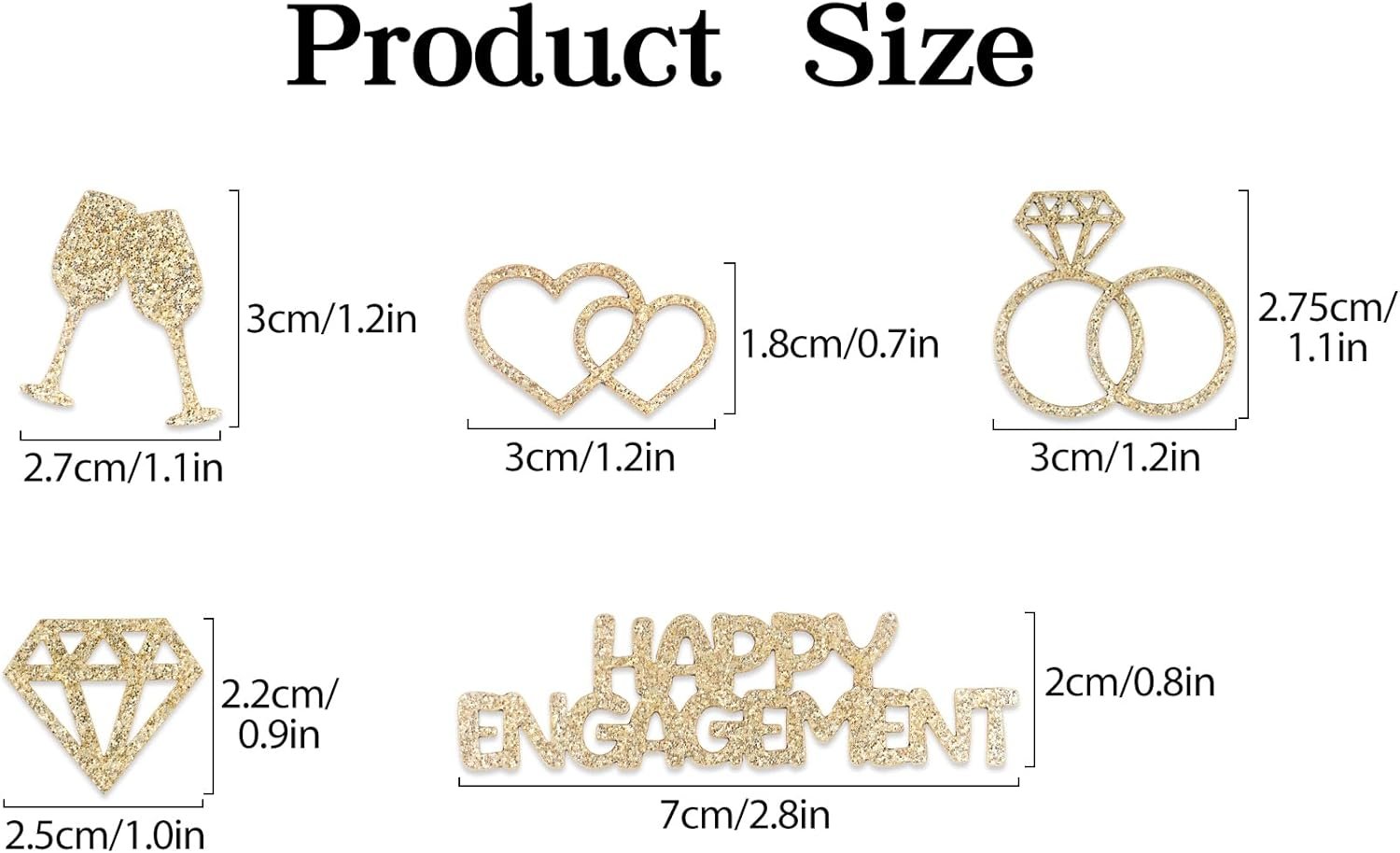 Wholesale 100PCS Champagne Gold Glitter Engagement Confetti Diamond Ring Heart Table Scatter for Wedding Bridal Shower Party Decor Supplier