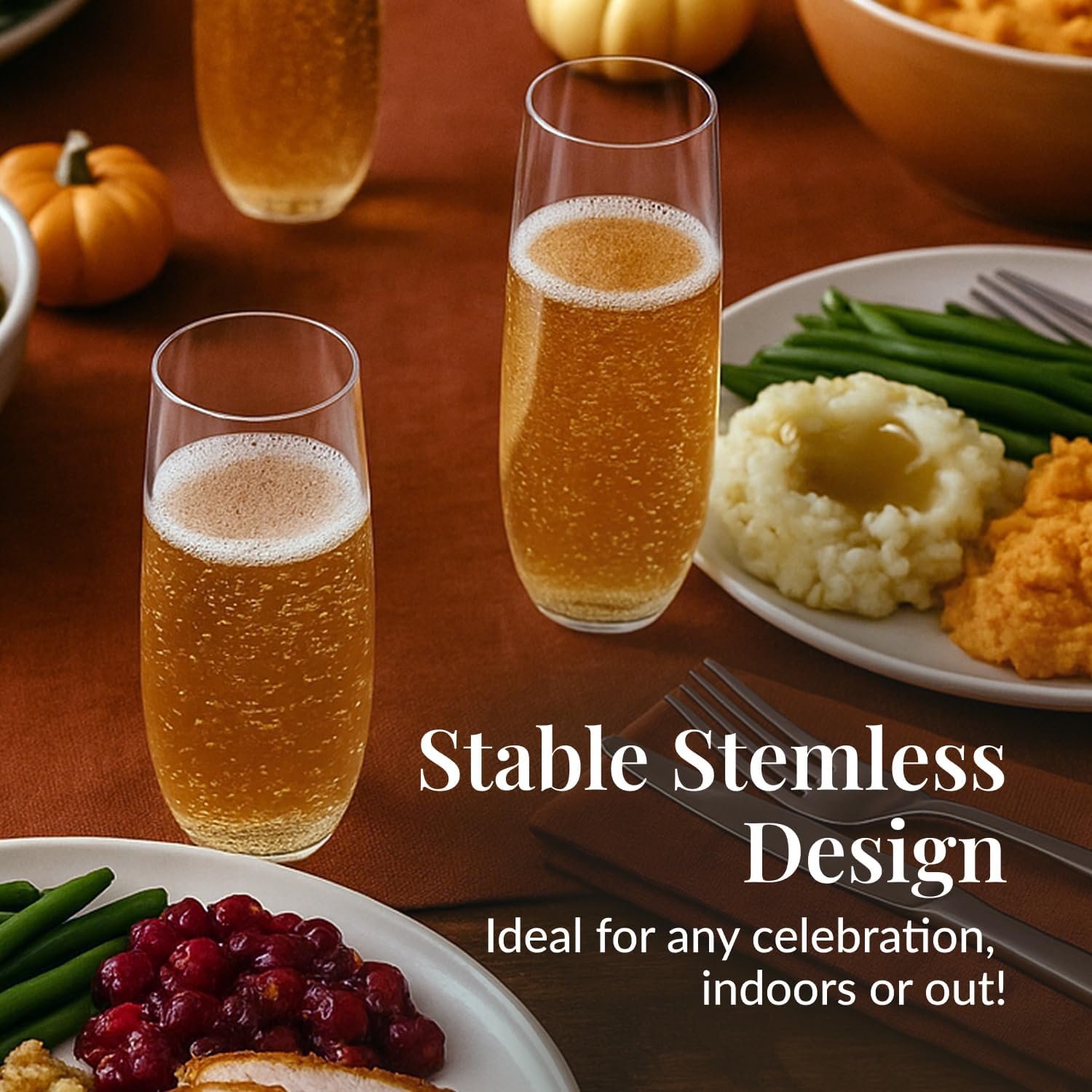 Wholesale 24-Pack 9 oz Stemless Plastic Champagne Flutes Clear Disposable Glasses for Wine Cocktails Mimosas Parties Celebrations Supplier Wholesale 24-Pack 9 oz Stemless Plastic Champagne Flutes Clear Disposable Glasses for Wine Cocktails Mimosas Parties Celebrations Supplier