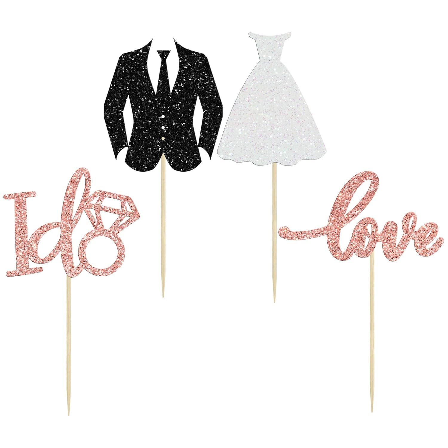 Wholesale 24 Pack Glitter Wedding Cupcake Toppers Groom Bride Love I Do Picks for Bridal Shower Engagement Party Cake Decorations Supplier Wholesale 24 Pack Glitter Wedding Cupcake Toppers Groom Bride Love I Do Picks for Bridal Shower Engagement Party Cake Decorations Supplier