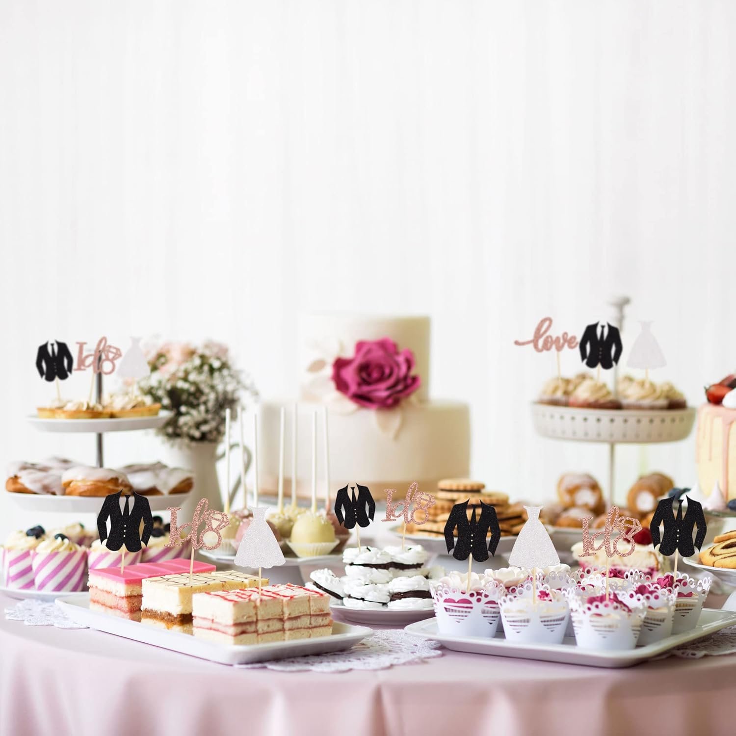 Wholesale 24 Pack Glitter Wedding Cupcake Toppers Groom Bride Love I Do Picks for Bridal Shower Engagement Party Cake Decorations Supplier Wholesale 24 Pack Glitter Wedding Cupcake Toppers Groom Bride Love I Do Picks for Bridal Shower Engagement Party Cake Decorations Supplier