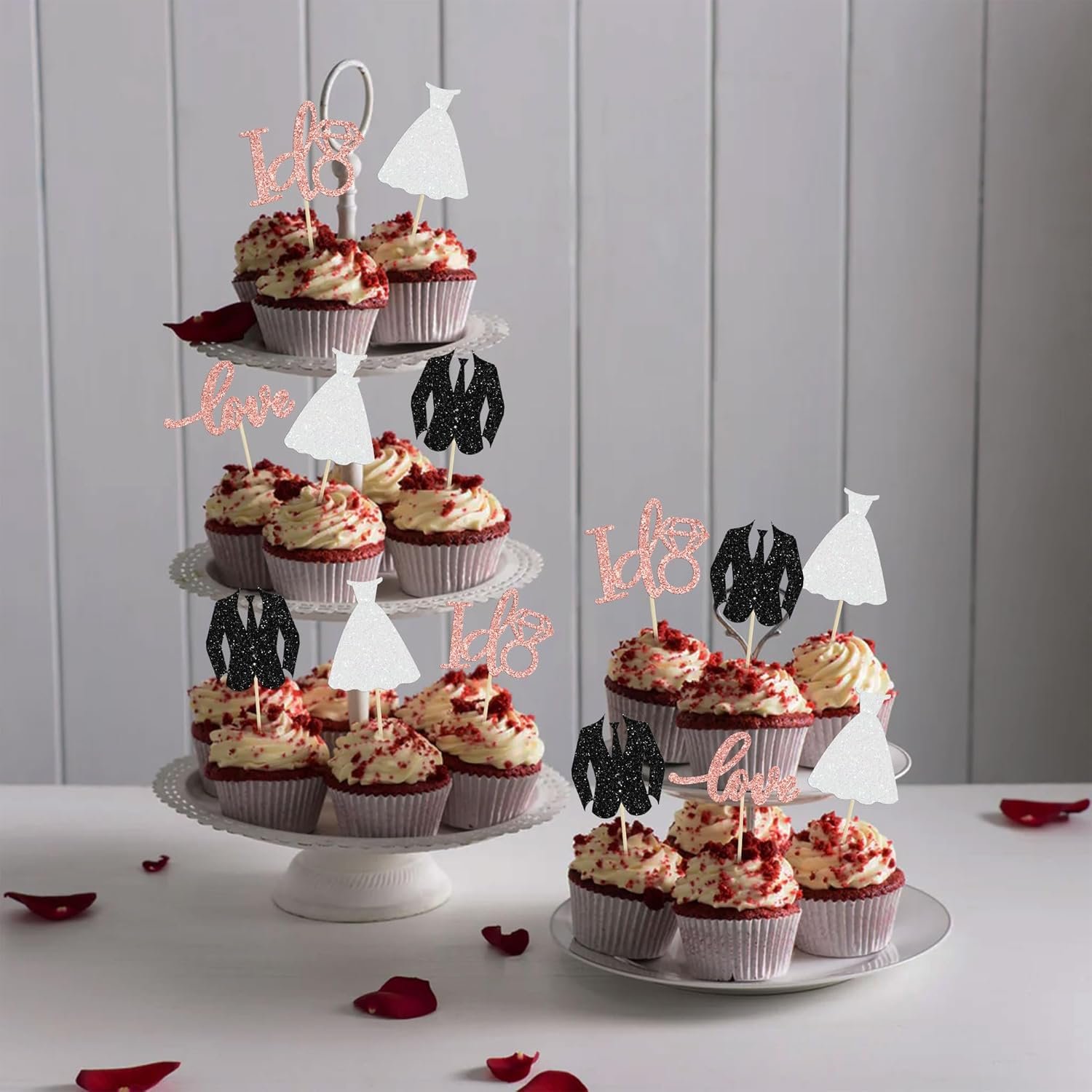 Wholesale 24 Pack Glitter Wedding Cupcake Toppers Groom Bride Love I Do Picks for Bridal Shower Engagement Party Cake Decorations Supplier Wholesale 24 Pack Glitter Wedding Cupcake Toppers Groom Bride Love I Do Picks for Bridal Shower Engagement Party Cake Decorations Supplier