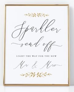 Sparkler Send Off Sign for Wedding Reception, Pearl with Gold accents Printed on Professional Thick Pearlescent Cardstock, Wedding Decoration, Elegant Style
