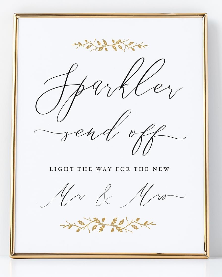 Sparkler Send Off Sign for Wedding Reception, Pearl with Gold accents Printed on Professional Thick Pearlescent Cardstock, Wedding Decoration, Elegant Style