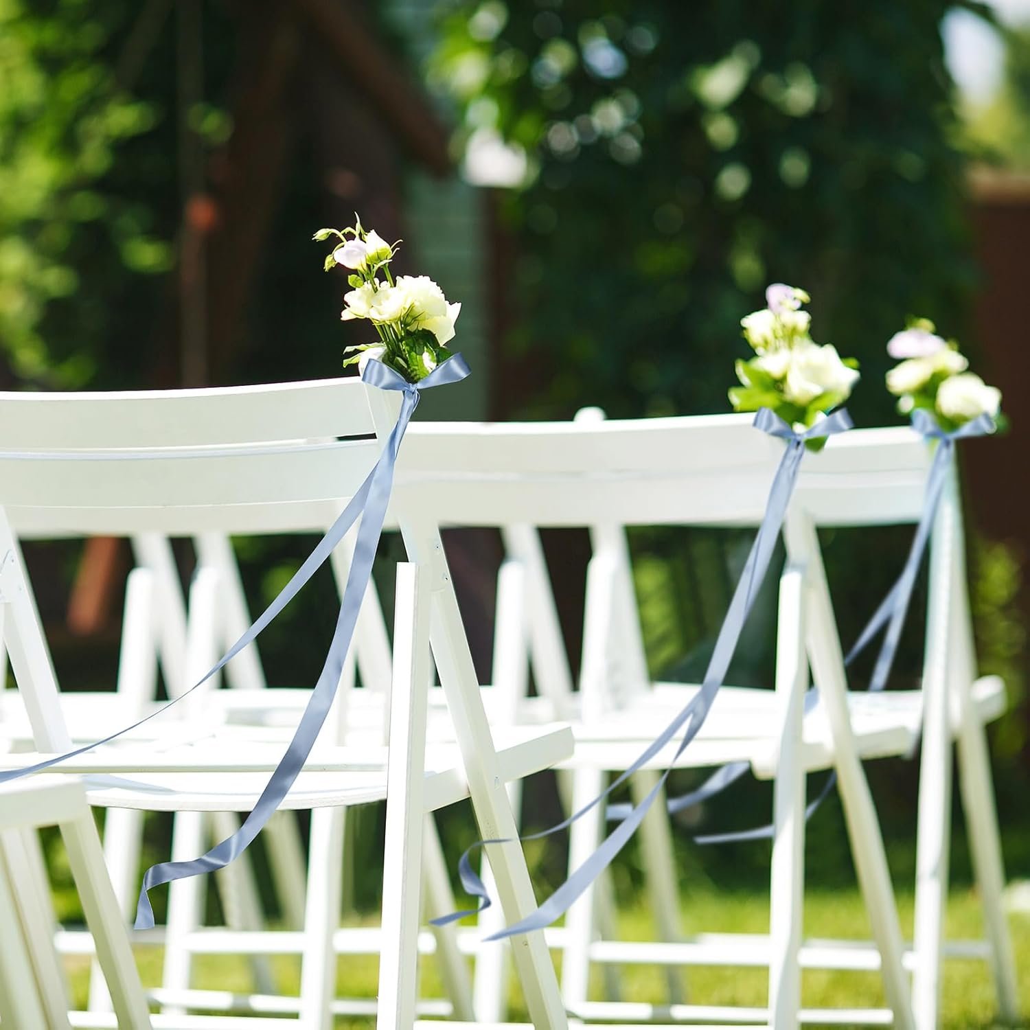 Wholesale 24 Pcs Satin Wedding Bows Aisle Chair Decorations Pew Back Sashes Elegant Ceremony Ribbons Dusty Blue Supplier