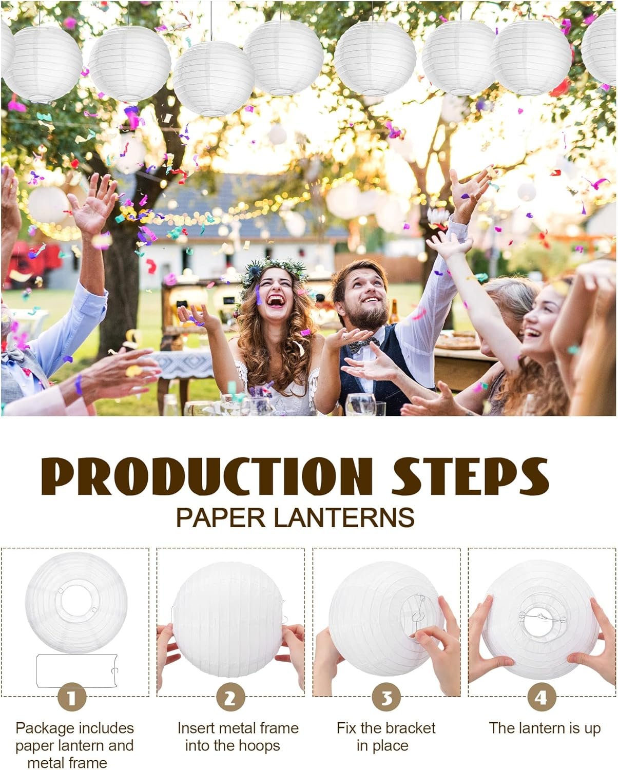 Wholesale 30 Pack White Paper Lanterns Decorative Hanging Round Ball Lamps for Wedding Birthday Party Home Decorations (8 Inch) Supplier