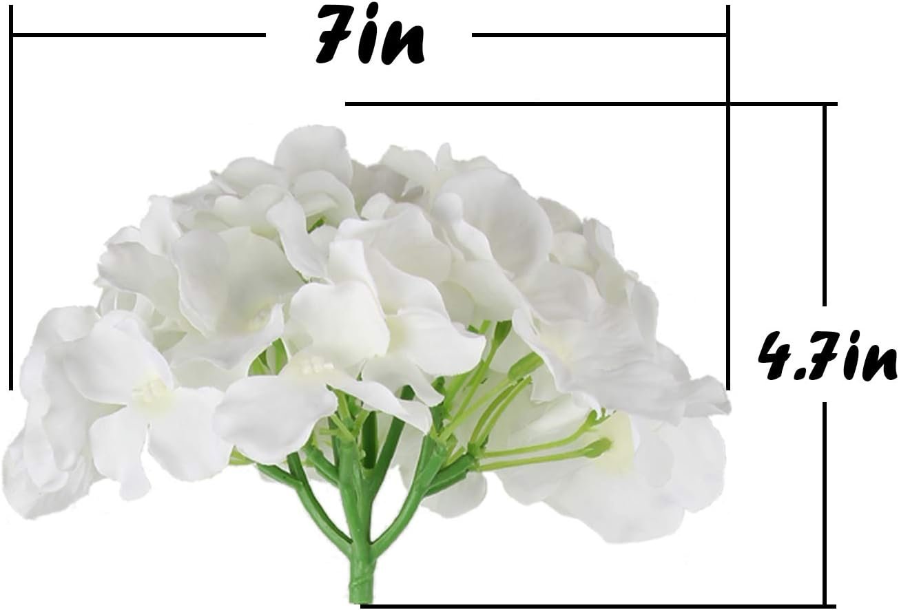 Wholesale Silk Hydrangea Artificial Flower Heads with Stems for Home Wedding Decor Pack of 10 White Supplier