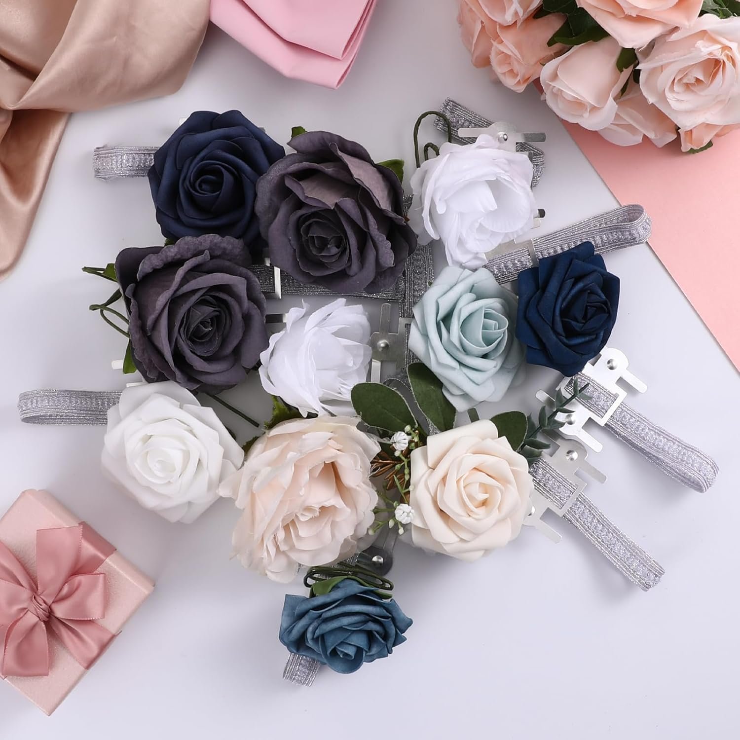 Wholesale 14pcs Silver Elastic Stretch Wrist Corsage Bands Bracelets for Wedding Party Prom Bride Shower Anniversary DIY Handmade Accessories Supplier Wholesale 14pcs Silver Elastic Stretch Wrist Corsage Bands Bracelets for Wedding Party Prom Bride Shower Anniversary DIY Handmade Accessories Supplier