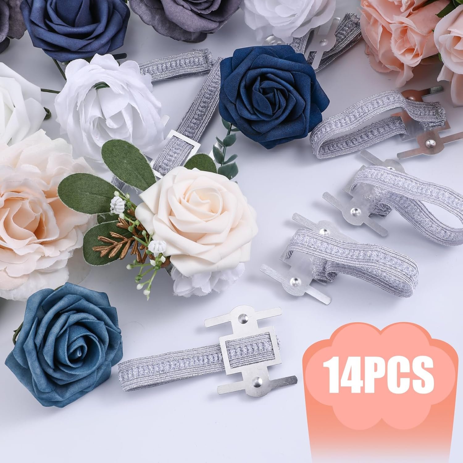 Wholesale 14pcs Silver Elastic Stretch Wrist Corsage Bands Bracelets for Wedding Party Prom Bride Shower Anniversary DIY Handmade Accessories Supplier Wholesale 14pcs Silver Elastic Stretch Wrist Corsage Bands Bracelets for Wedding Party Prom Bride Shower Anniversary DIY Handmade Accessories Supplier