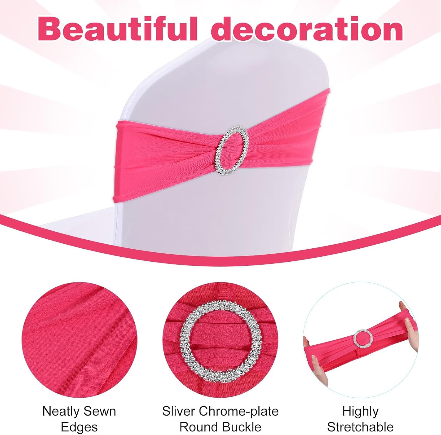 Wholesale 60 Pcs Stretch Spandex Chair Sashes Bands Bows with Buckle Slider 6 Colors for Wedding Party Banquet Reception Baby Shower Event Decorations Supplier Wholesale 60 Pcs Stretch Spandex Chair Sashes Bands Bows with Buckle Slider 6 Colors for Wedding Party Banquet Reception Baby Shower Event Decorations Supplier