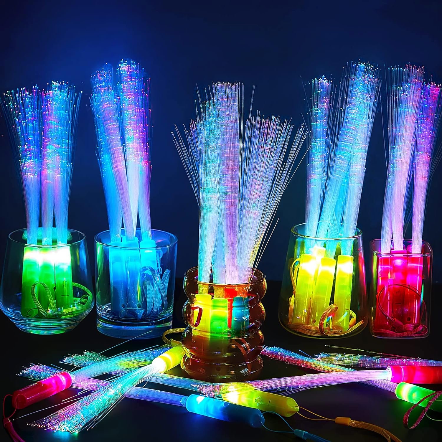 Wholesale 300 Pcs Fiber Optic Wands Bulk Glow Sticks LED Colorful Flashing Light Up Party Supplies for Wedding Favors Bright Colors Supplier Wholesale 300 Pcs Fiber Optic Wands Bulk Glow Sticks LED Colorful Flashing Light Up Party Supplies for Wedding Favors Bright Colors Supplier