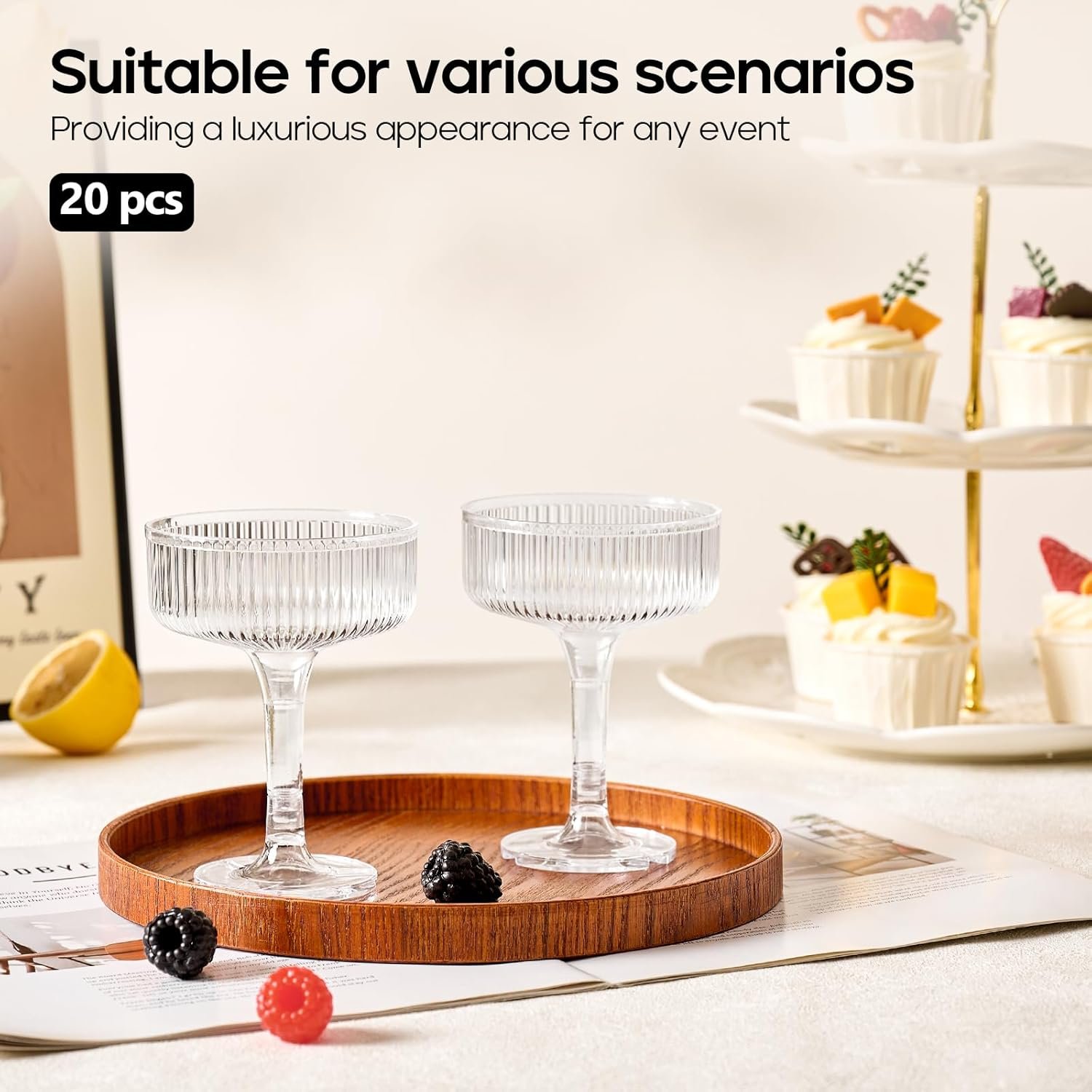 Wholesale 20 Pack 7oz Unbreakable Clear Plastic Champagne Coupe Tower Acrylic Cocktail Martini Glasses for Wedding Birthday Party Bar Supplier Wholesale 20 Pack 7oz Unbreakable Clear Plastic Champagne Coupe Tower Acrylic Cocktail Martini Glasses for Wedding Birthday Party Bar Supplier