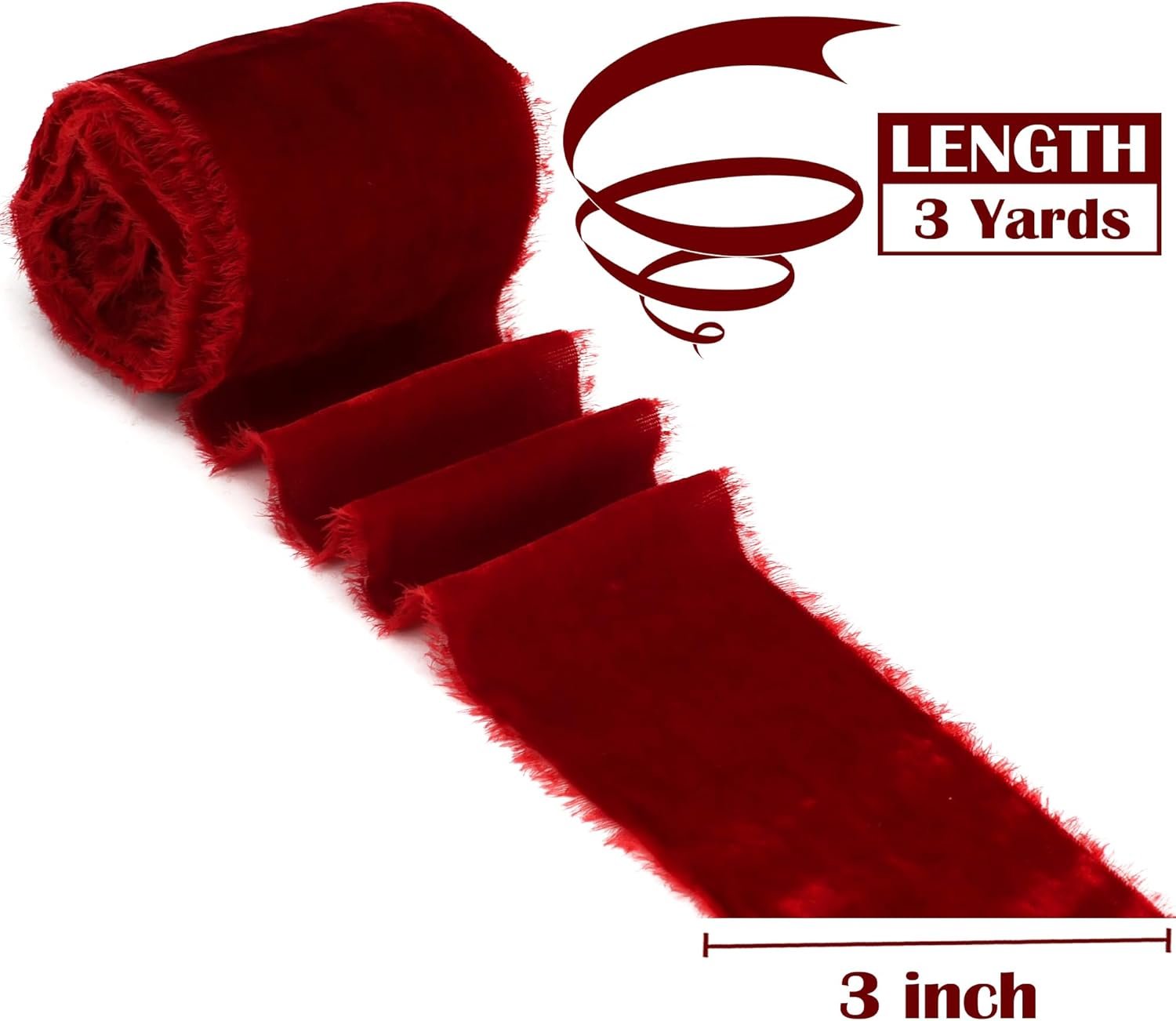 Wholesale 3 Inch Red Fringe Raw Edge Silk Velvet Ribbon for Wreaths Flower Bouquet Photography Dress Sash Baby Shower Wedding Decor 3 Yards Supplier Wholesale 3 Inch Red Fringe Raw Edge Silk Velvet Ribbon for Wreaths Flower Bouquet Photography Dress Sash Baby Shower Wedding Decor 3 Yards Supplier