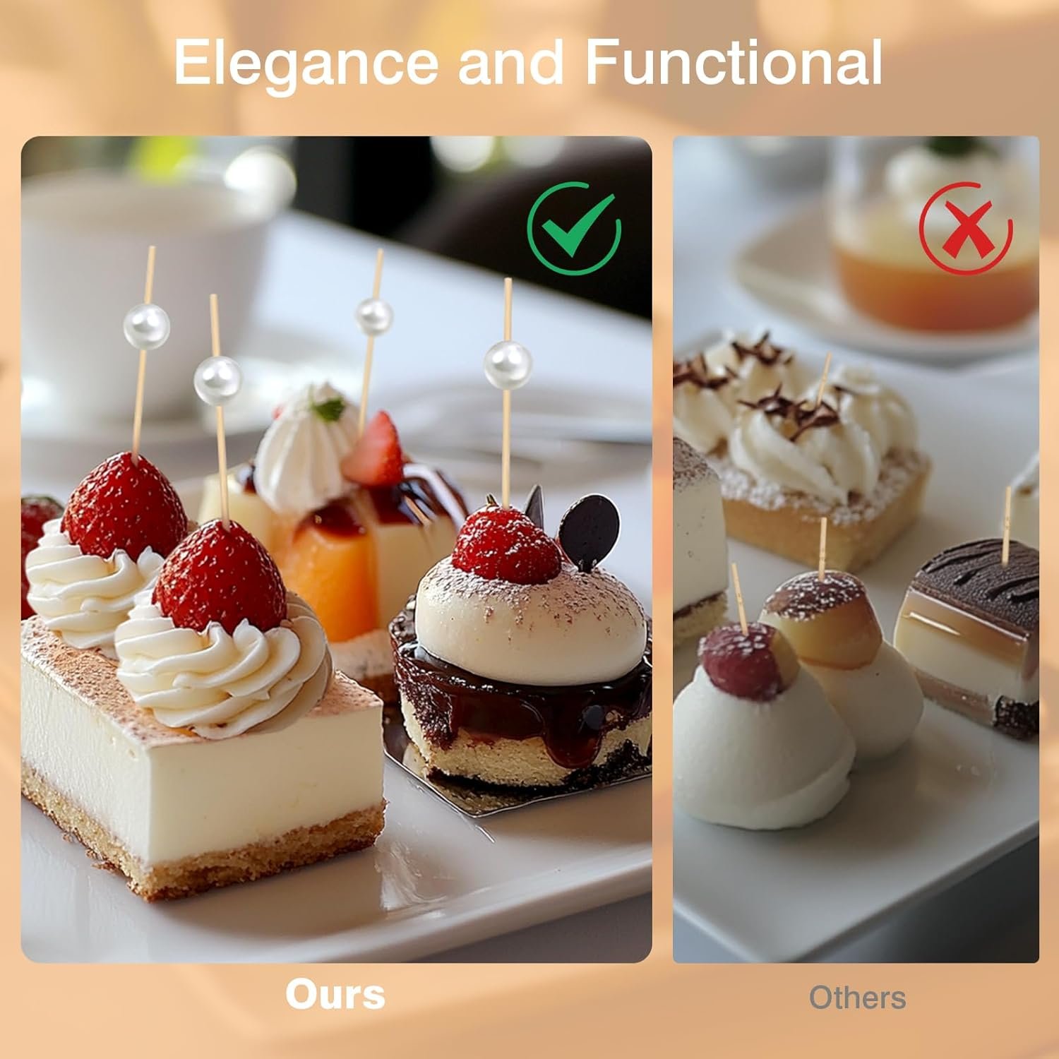 Wholesale 200 White Pearl Fancy Cocktail Picks 4.7 Inch Long Bamboo Toothpicks Skewers for Appetizers Drinks Fruit Food Wedding Party Decor Charcuterie Accessories Supplier