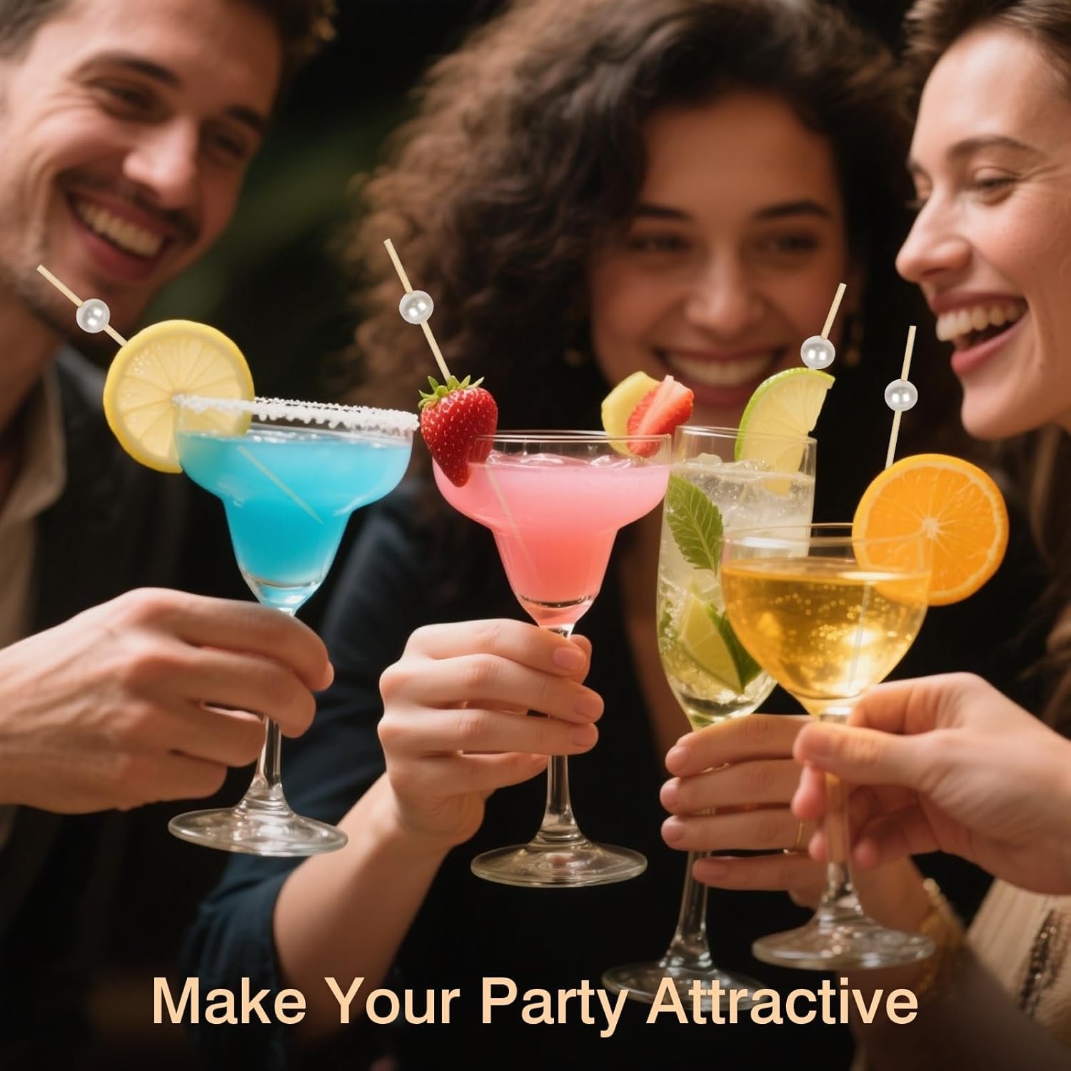 Wholesale 200 White Pearl Fancy Cocktail Picks 4.7 Inch Long Bamboo Toothpicks Skewers for Appetizers Drinks Fruit Food Wedding Party Decor Charcuterie Accessories Supplier