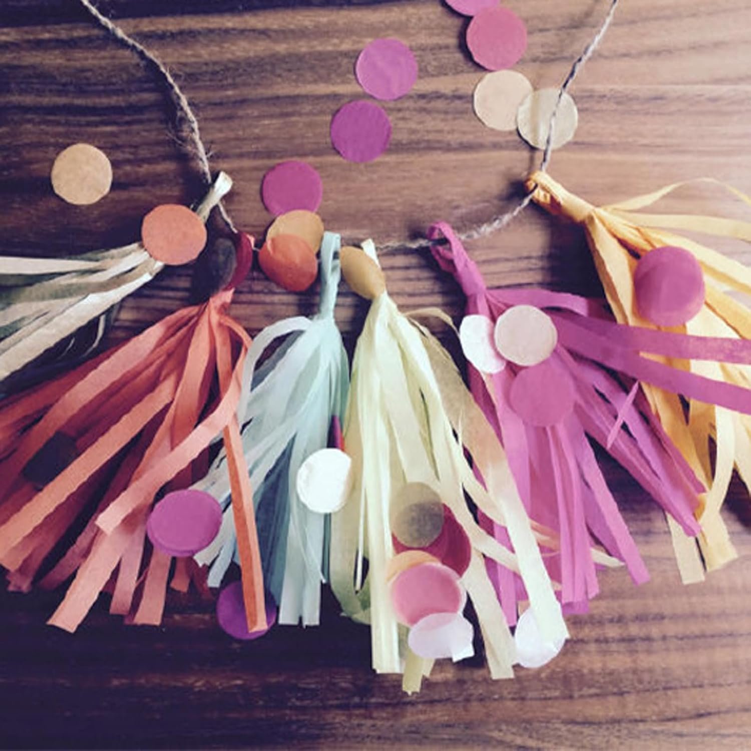 Wholesale Shiny Tissue Paper Tassel Garland Banner Party Decorations for Weddings Birthdays Bridal Baby Showers Pack of 15 Gold Tan Ivory Supplier