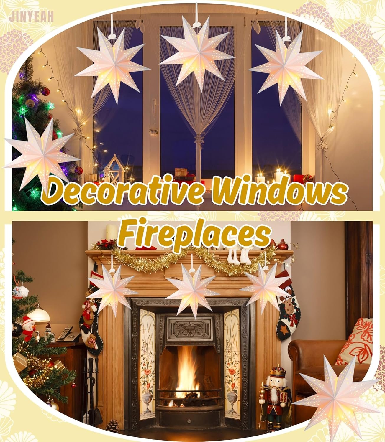 Wholesale 3PCS Foldable Paper Star Lanterns 13.78 Inch Hanging 3D Pentagram Lampshades for Christmas Wedding Decor Supplier