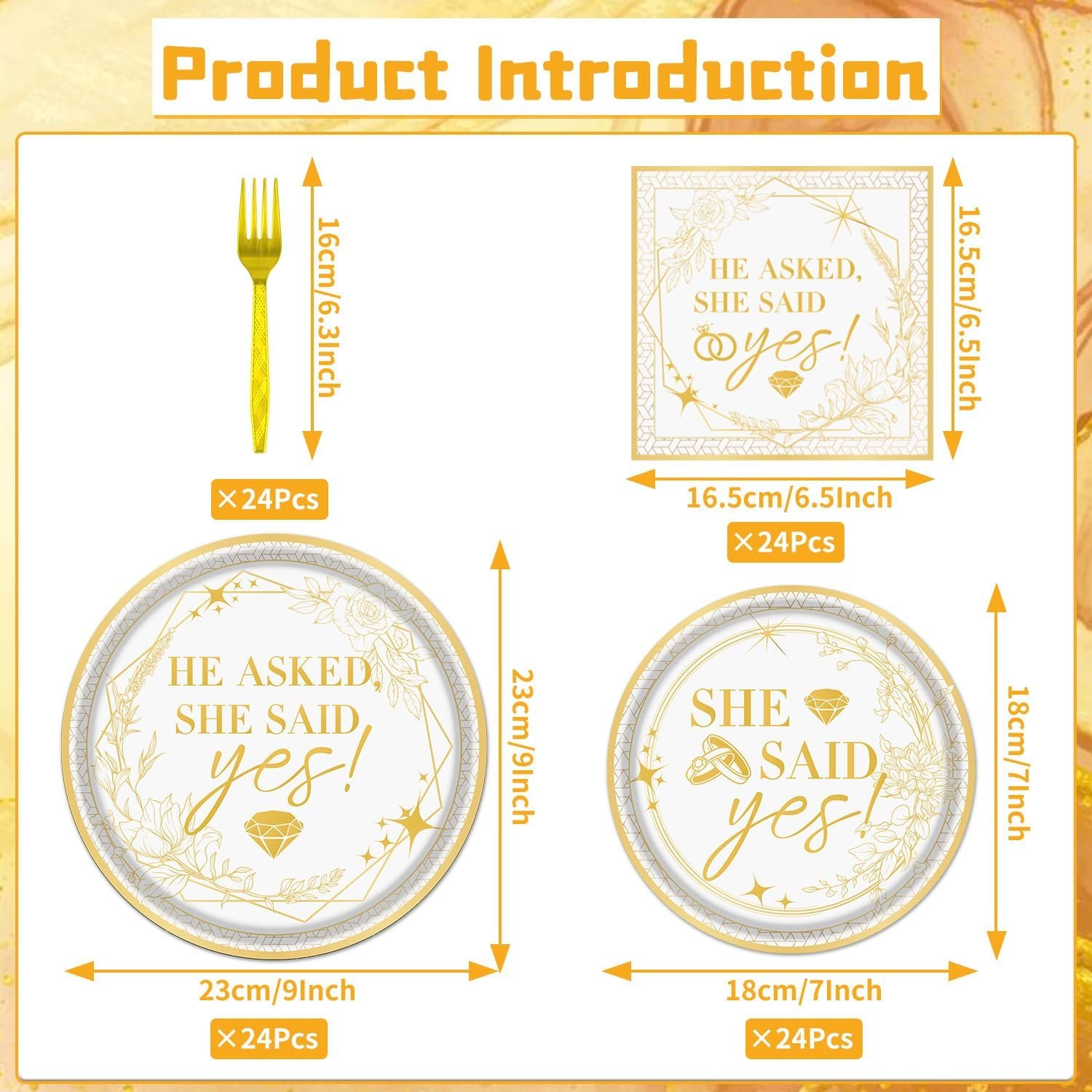 Wholesale 96PCS She Said Yes Disposable Plates Napkins Forks Set Engagement Party Bridal Shower Wedding Tableware Supplier Wholesale 96PCS She Said Yes Disposable Plates Napkins Forks Set Engagement Party Bridal Shower Wedding Tableware Supplier
