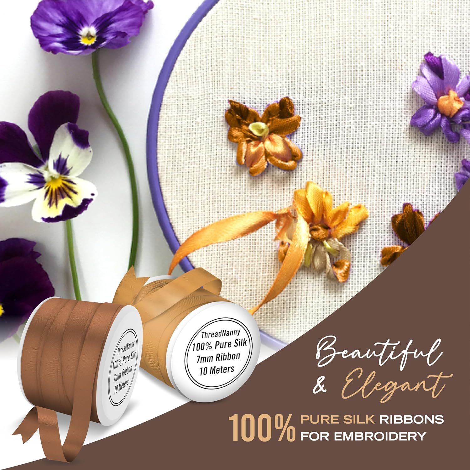 Wholesale 7mm 6 Spools 100% Pure Silk Ribbons Brown Tones 60 MTS x 7mm Supplier Wholesale 7mm 6 Spools 100% Pure Silk Ribbons Brown Tones 60 MTS x 7mm Supplier