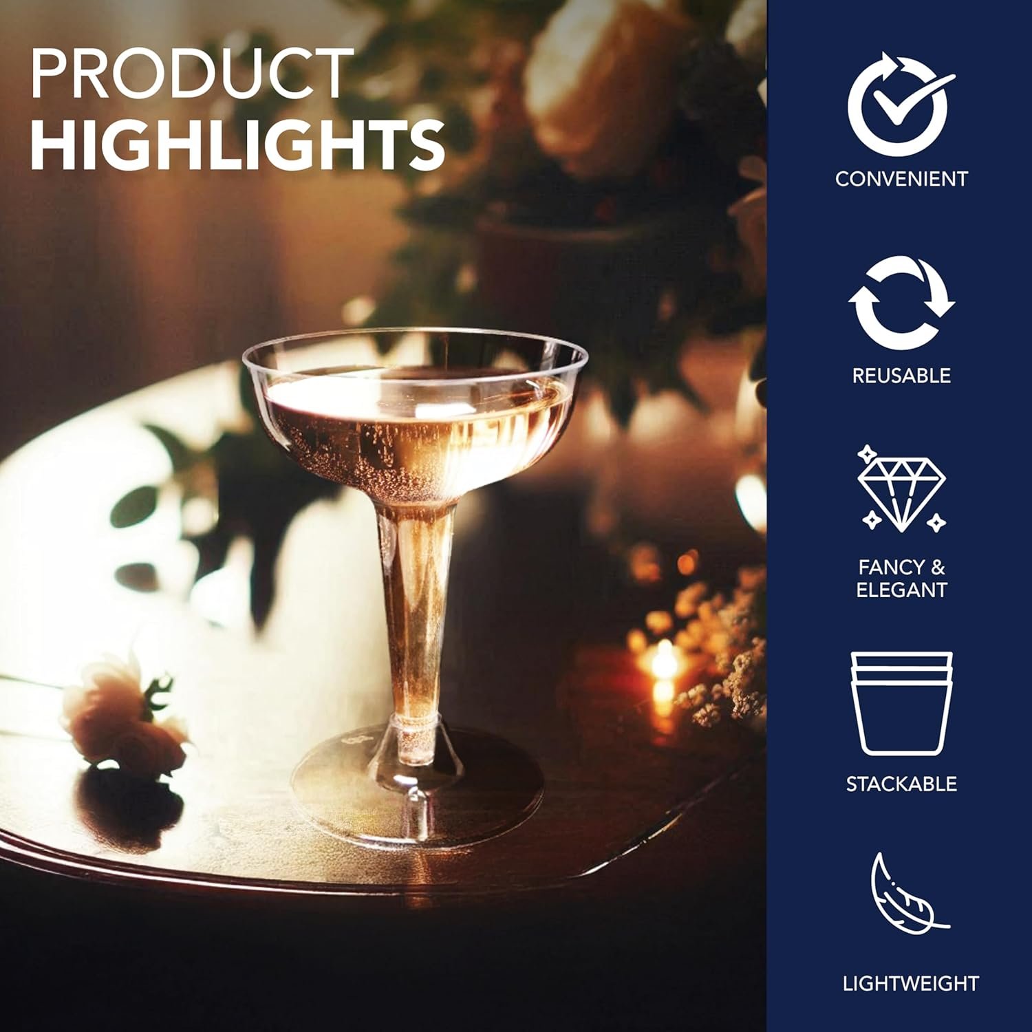 Wholesale 4-Ounce Hard Plastic Two-Piece Clear Champagne Glasses 40 Count Supplier