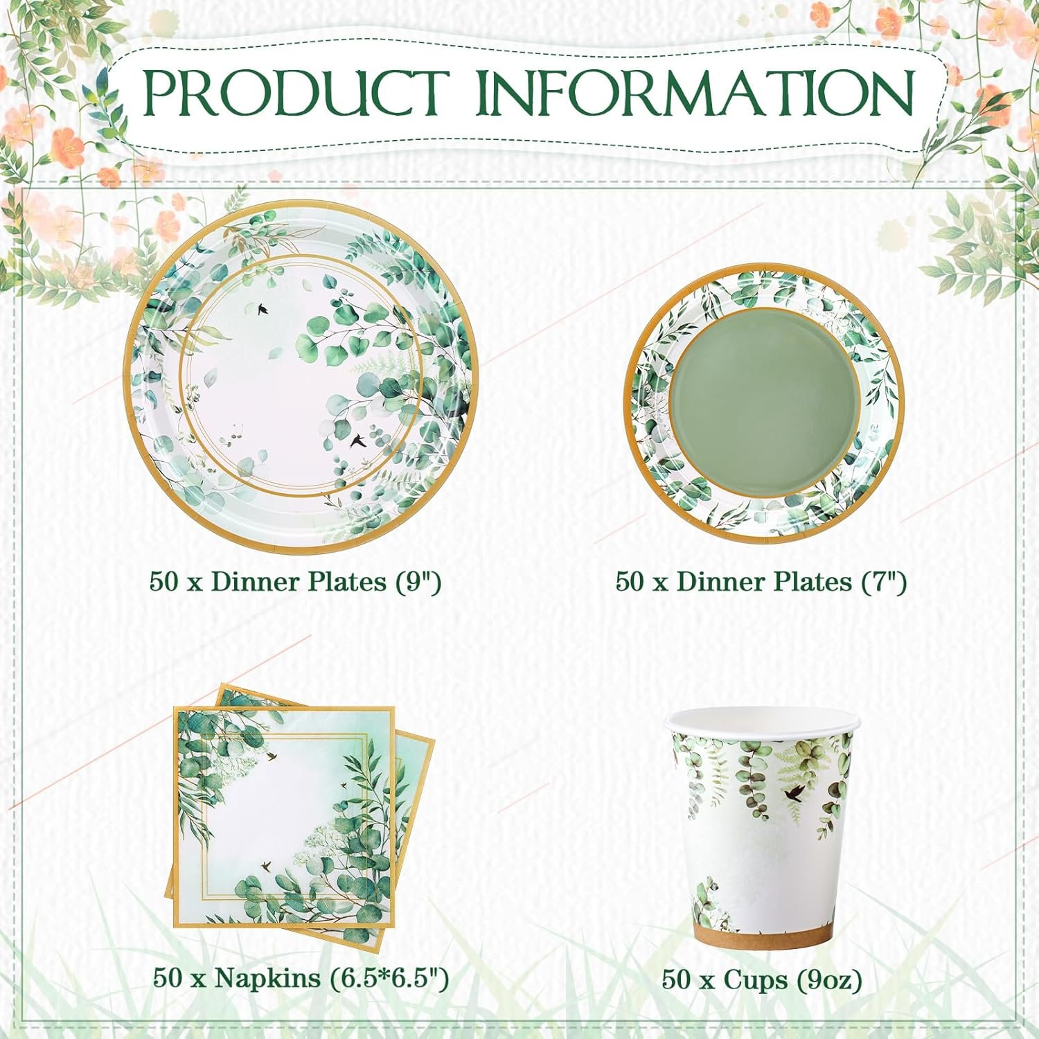 Wholesale 250 Pcs Sage Party Disposable Tableware Set Paper Plates Napkins Cups for Tea Party Theme Birthday Bridal Baby Shower Wedding Dinnerware Serves 50 Supplier Wholesale 250 Pcs Sage Party Disposable Tableware Set Paper Plates Napkins Cups for Tea Party Theme Birthday Bridal Baby Shower Wedding Dinnerware Serves 50 Supplier