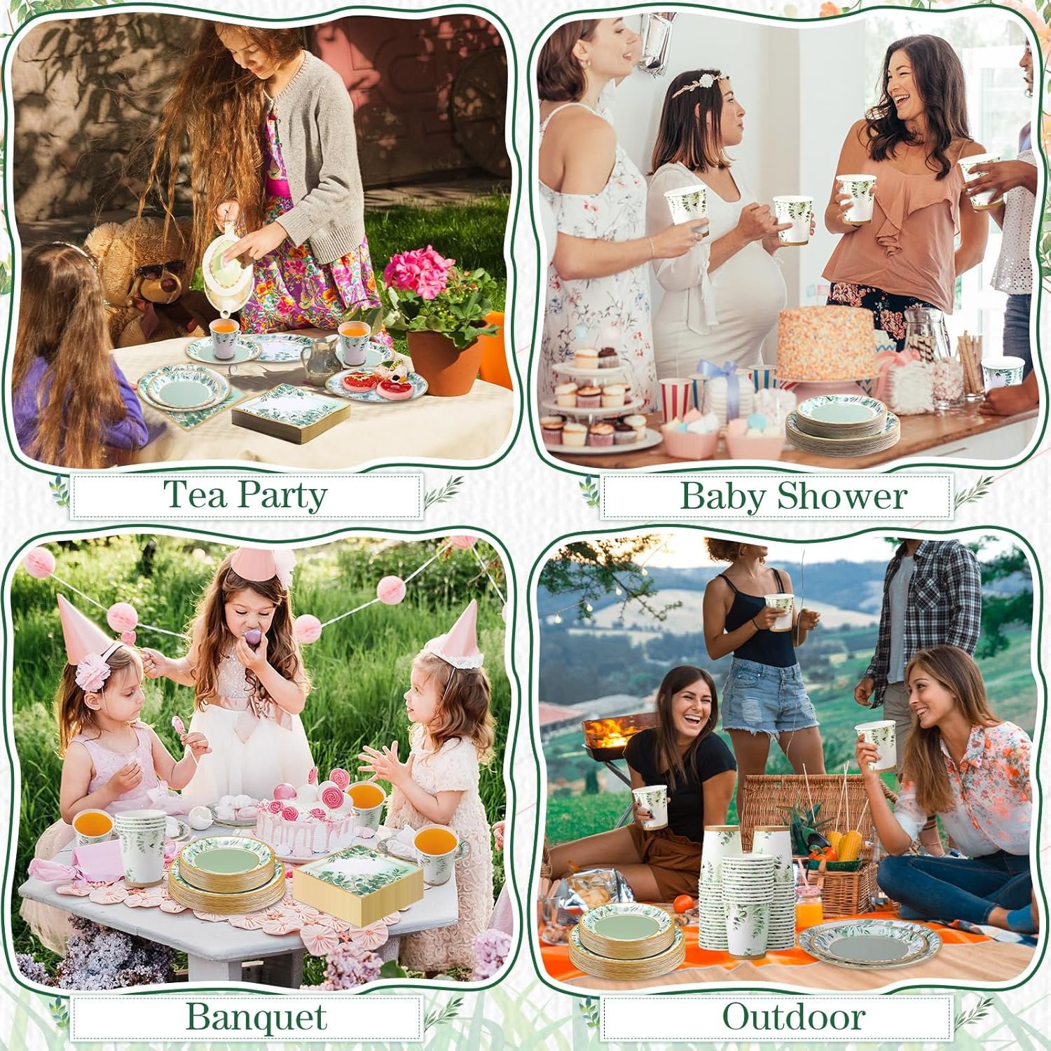 Wholesale 250 Pcs Sage Party Disposable Tableware Set Paper Plates Napkins Cups for Tea Party Theme Birthday Bridal Baby Shower Wedding Dinnerware Serves 50 Supplier Wholesale 250 Pcs Sage Party Disposable Tableware Set Paper Plates Napkins Cups for Tea Party Theme Birthday Bridal Baby Shower Wedding Dinnerware Serves 50 Supplier