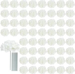 AVIVIHO 65pcs Fake Flowers White Hydrangea Artificial Flowers Bulk (Not Squished, No Steaming Need) Ivory Silk Flowers with Stems for Wedding Decor,Home,Baby Shower,Table Centerpieces Decoration