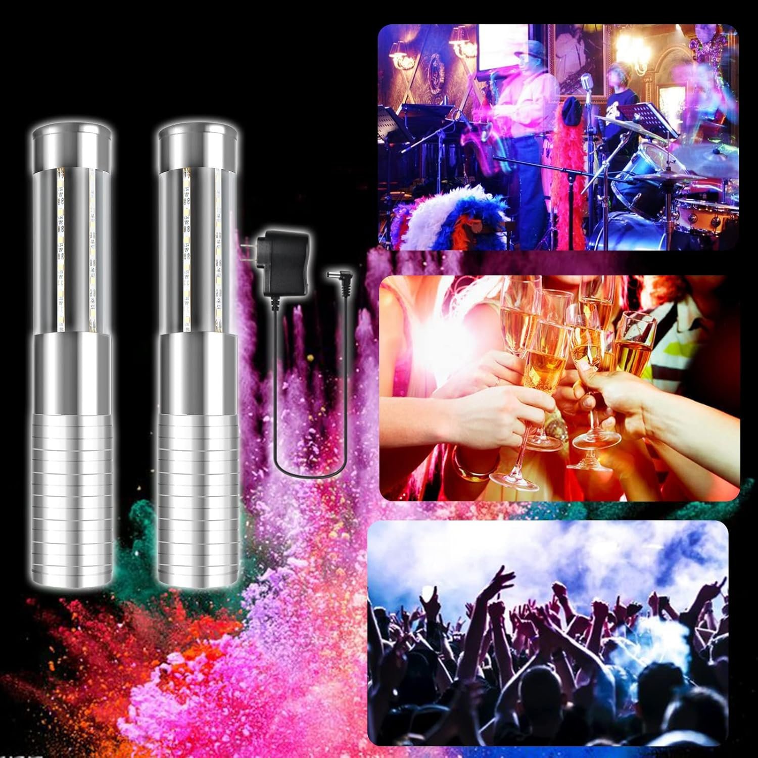 Wholesale Strobe Baton Lights Stage Handheld Lights Champagne Bottle Sparklers Rechargeable LED Bottle Service Lights for Bars Clubs Birthdays Weddings Parties Silver 2 PC Supplier Wholesale Strobe Baton Lights Stage Handheld Lights Champagne Bottle Sparklers Rechargeable LED Bottle Service Lights for Bars Clubs Birthdays Weddings Parties Silver 2 PC Supplier