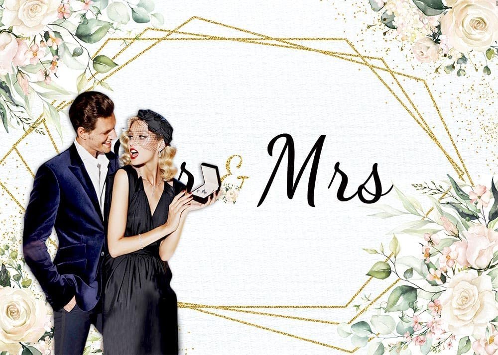 Wholesale White Floral Bridal Shower Backdrop Mr Mrs Wedding Theme Photo Background 7x5ft Bride to Be Engagement Photography Prom Party Banner Decor Photo Booth Prop Supplier