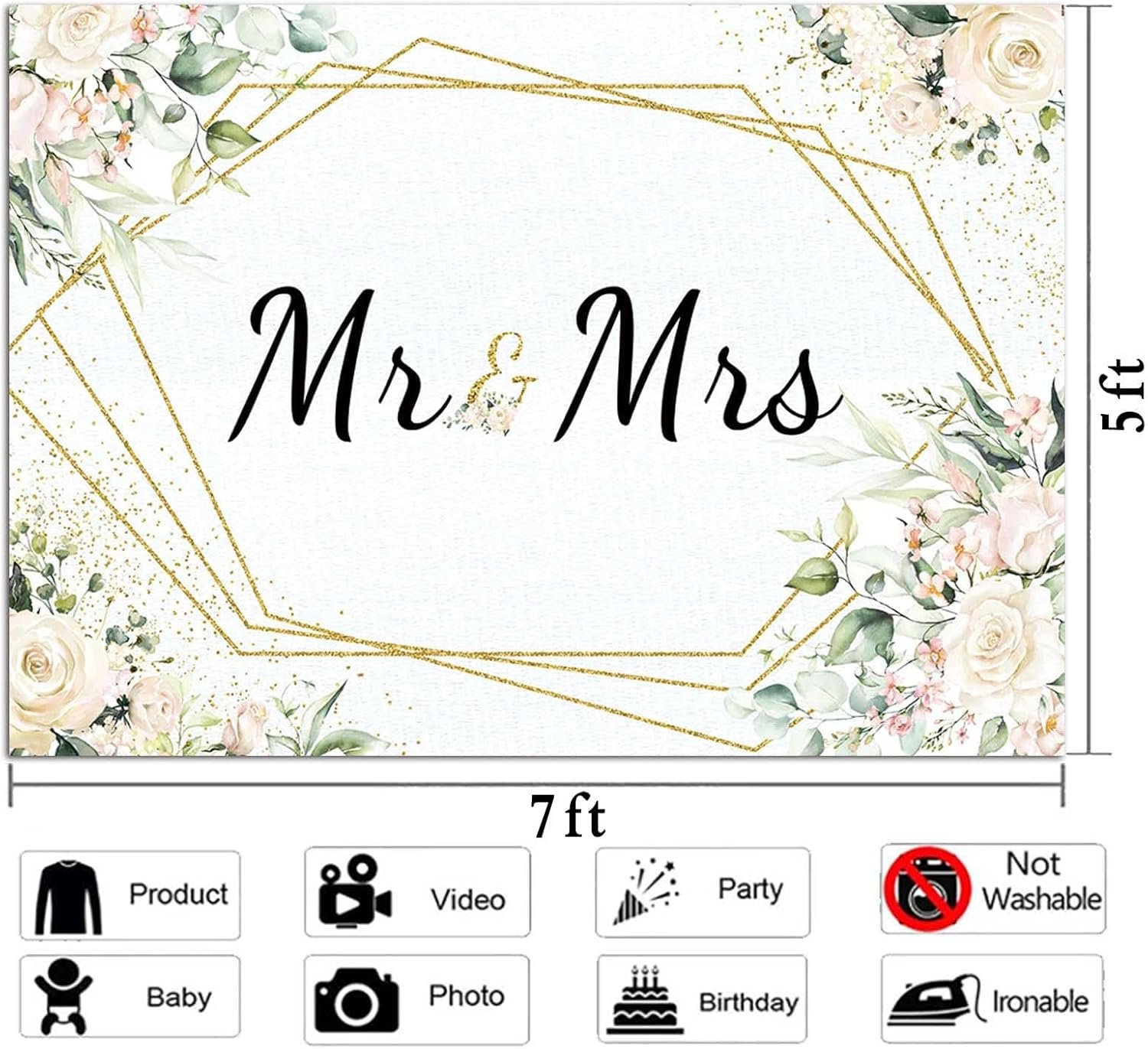 Wholesale White Floral Bridal Shower Backdrop Mr Mrs Wedding Theme Photo Background 7x5ft Bride to Be Engagement Photography Prom Party Banner Decor Photo Booth Prop Supplier