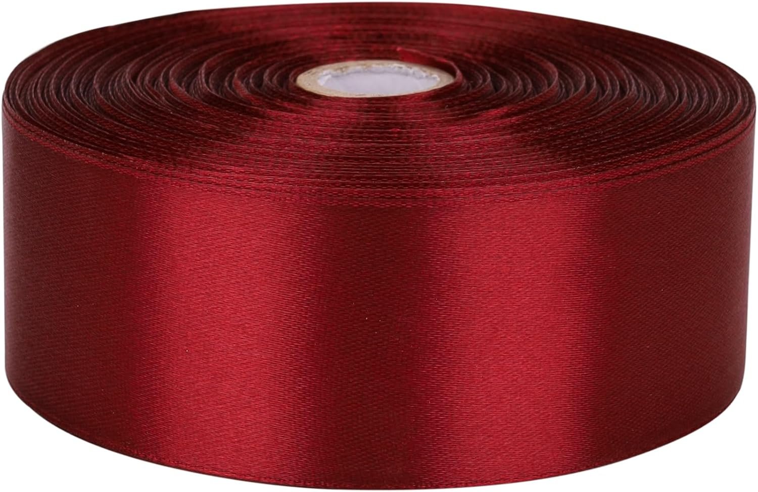 Wholesale 1-1/2 Inch 50 Yard Wine Red Satin Ribbon for Gift Wrapping Wedding Crafts Christmas Easter Floral Hair Invitation Decorations Supplier