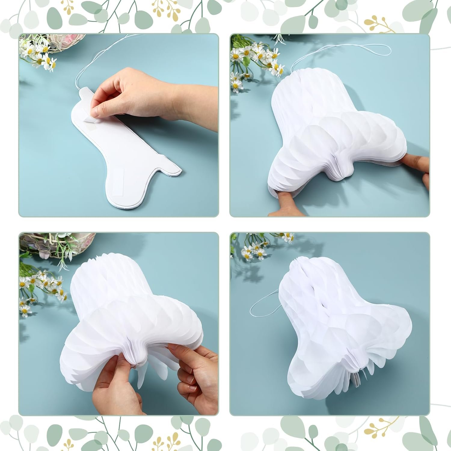 Wholesale 24 Pcs White Paper Hanging Honeycomb Wedding Bells Bridal Decorations for Ceremonies Parties Baby Showers Christmas 7.9 Inch and 11.8 Inch Sizes Supplier