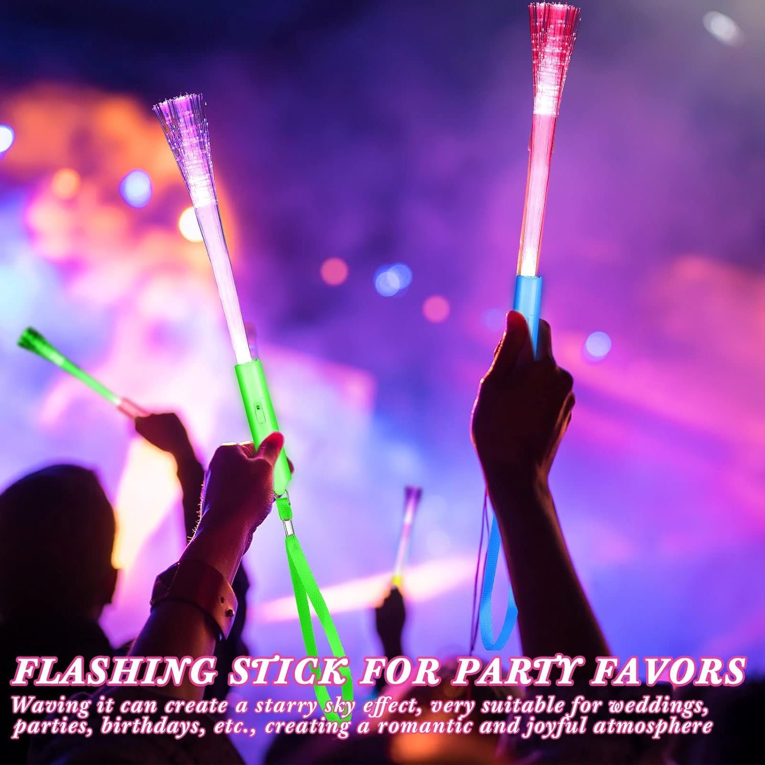 Wholesale 200 Pcs Fiber Optic Glow LED Light Up Wands Bulk Flashing Sticks with Batteries for Party Favors Wedding Birthday Carnival Supplier