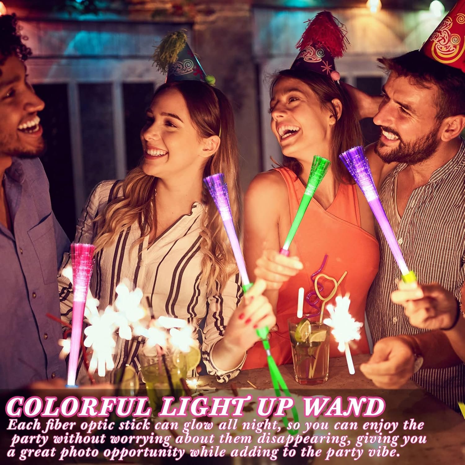 Wholesale 200 Pcs Fiber Optic Glow LED Light Up Wands Bulk Flashing Sticks with Batteries for Party Favors Wedding Birthday Carnival Supplier